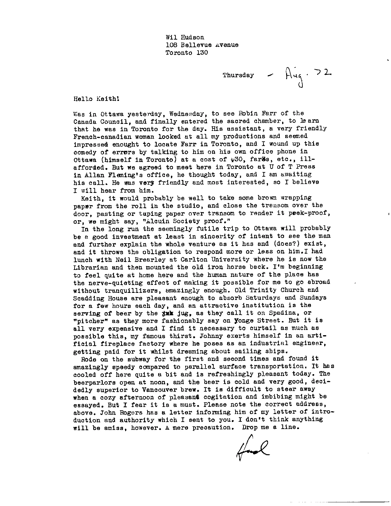 The first mention of the ill fated project that Wil and the Alcuin Society were attempting to accomplish. It was the Settlers Guide that you can see in Shean's photos. Things get more clear as the letters move on.