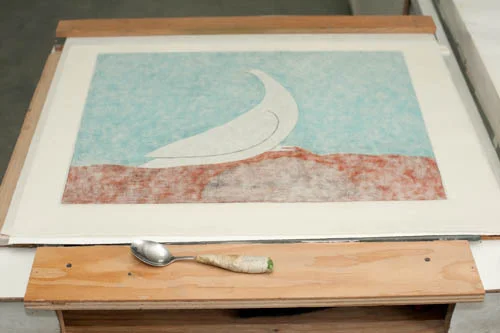 Qiatsuq's spoon. This impression is ready to remove from the block.