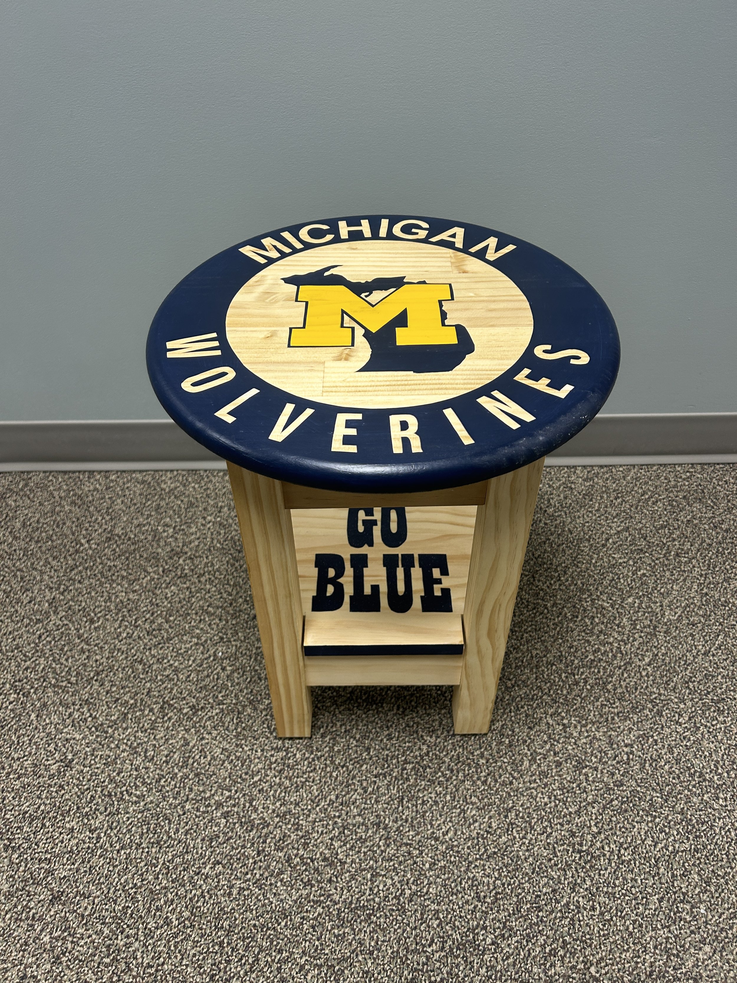 Michigan University Handcrafted and Painted Wood Stool