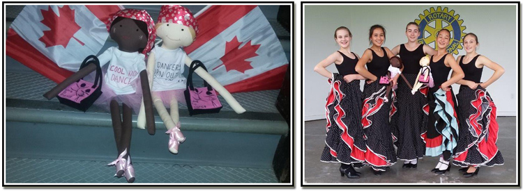 Left: Sophia & Josephine, waiting and ready to go on their next adventure. Right: Sophia and Josephine at a Dance Troupe rehearsal in Rotary Park.
