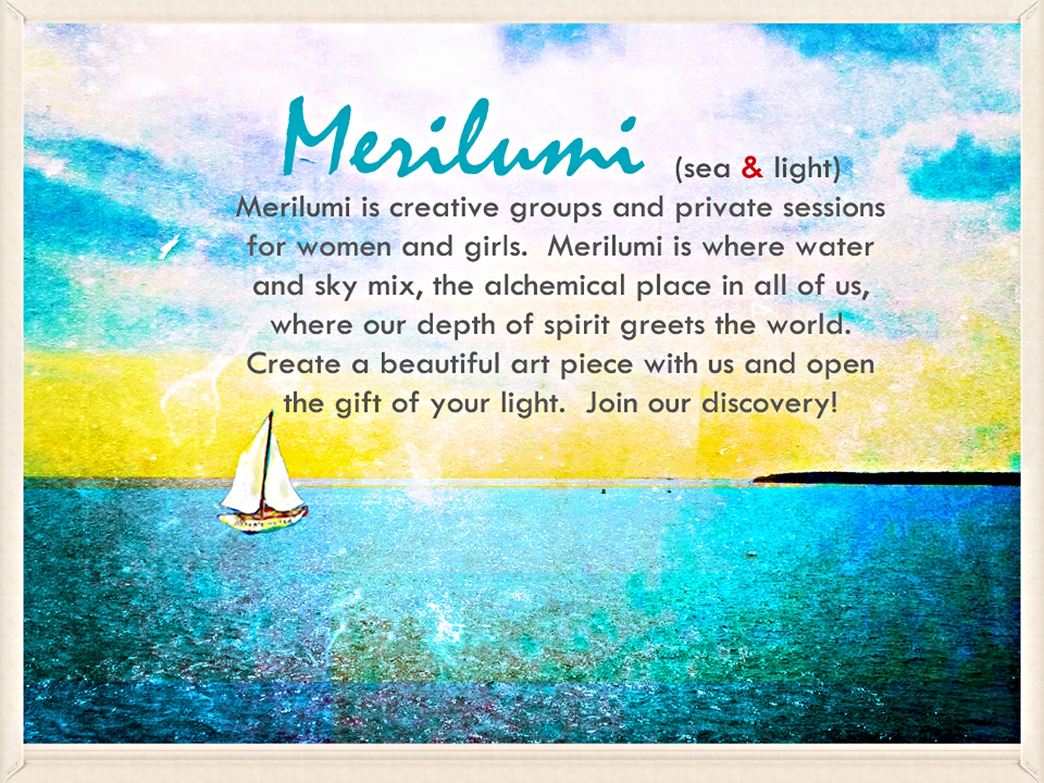 Merilumi creative groups and Personal Merilumi sessions forming now. Sign-UP for Fall Merilumi women's and girls' groups here. Beth Bogle : eeCeebb@gmail.com 612.812.3212
