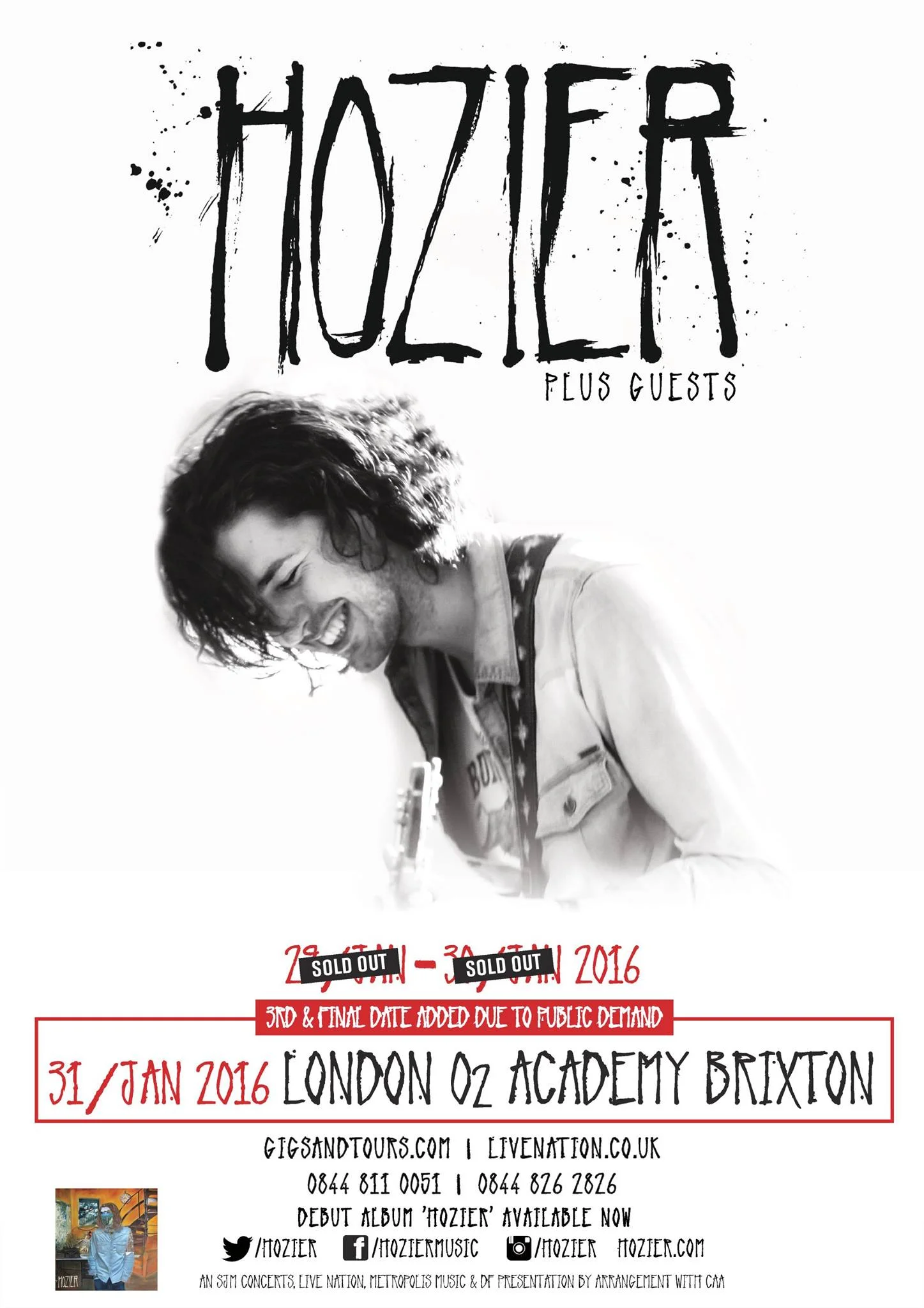 Hozier 2016 European Tour Poster