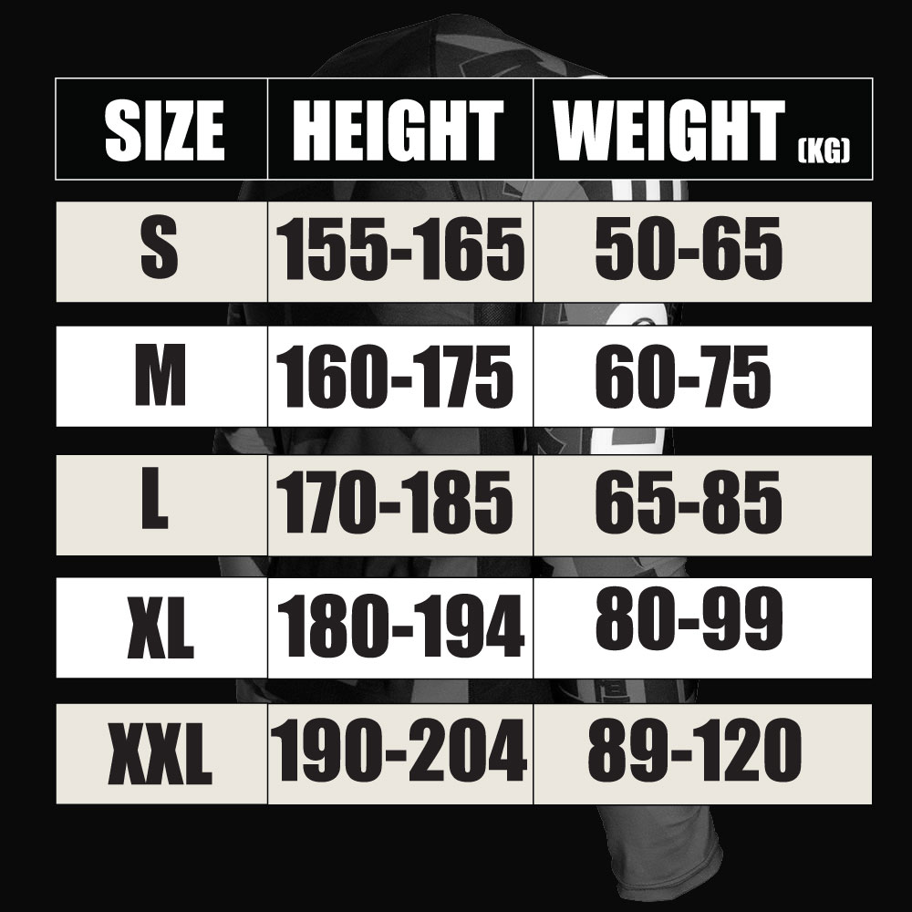 Junior Rashguard Size Chart