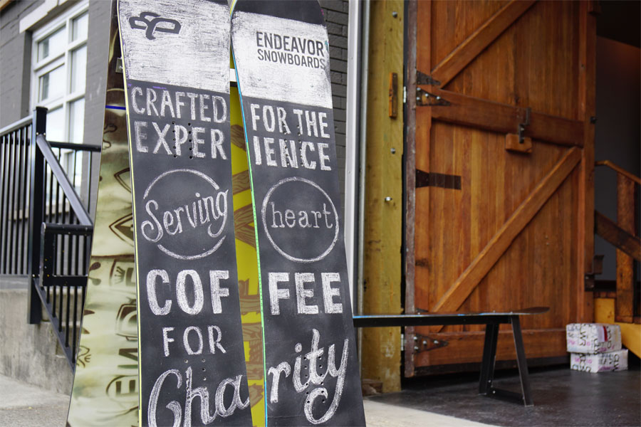 Endeavor Snowboards Pop-Up Coffee Bar for Charity