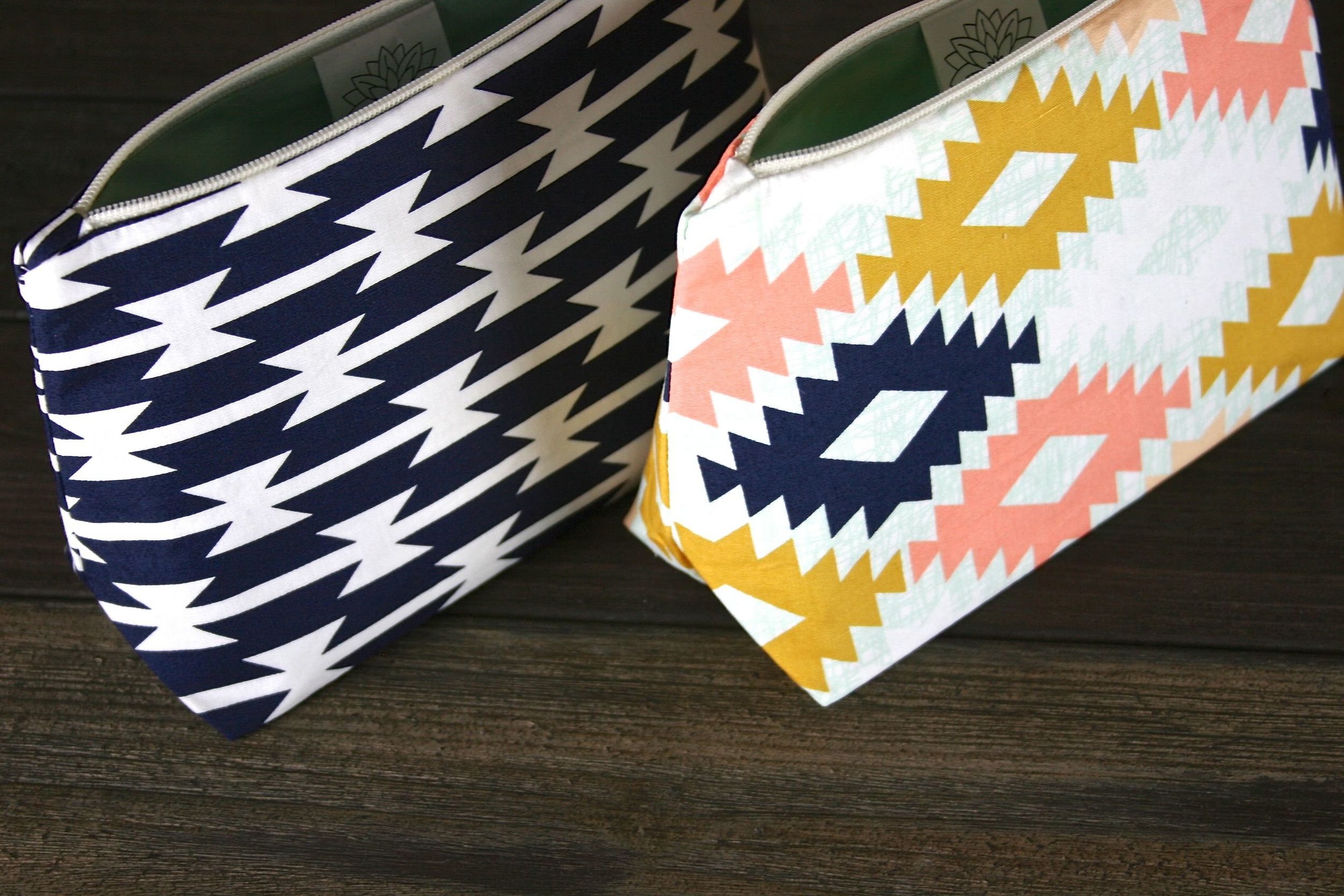 Agave Southwest & Navy and White Southwest Geometric Cosmetic Bags - Le Pique Nique by Jordani Sarreal.jpg