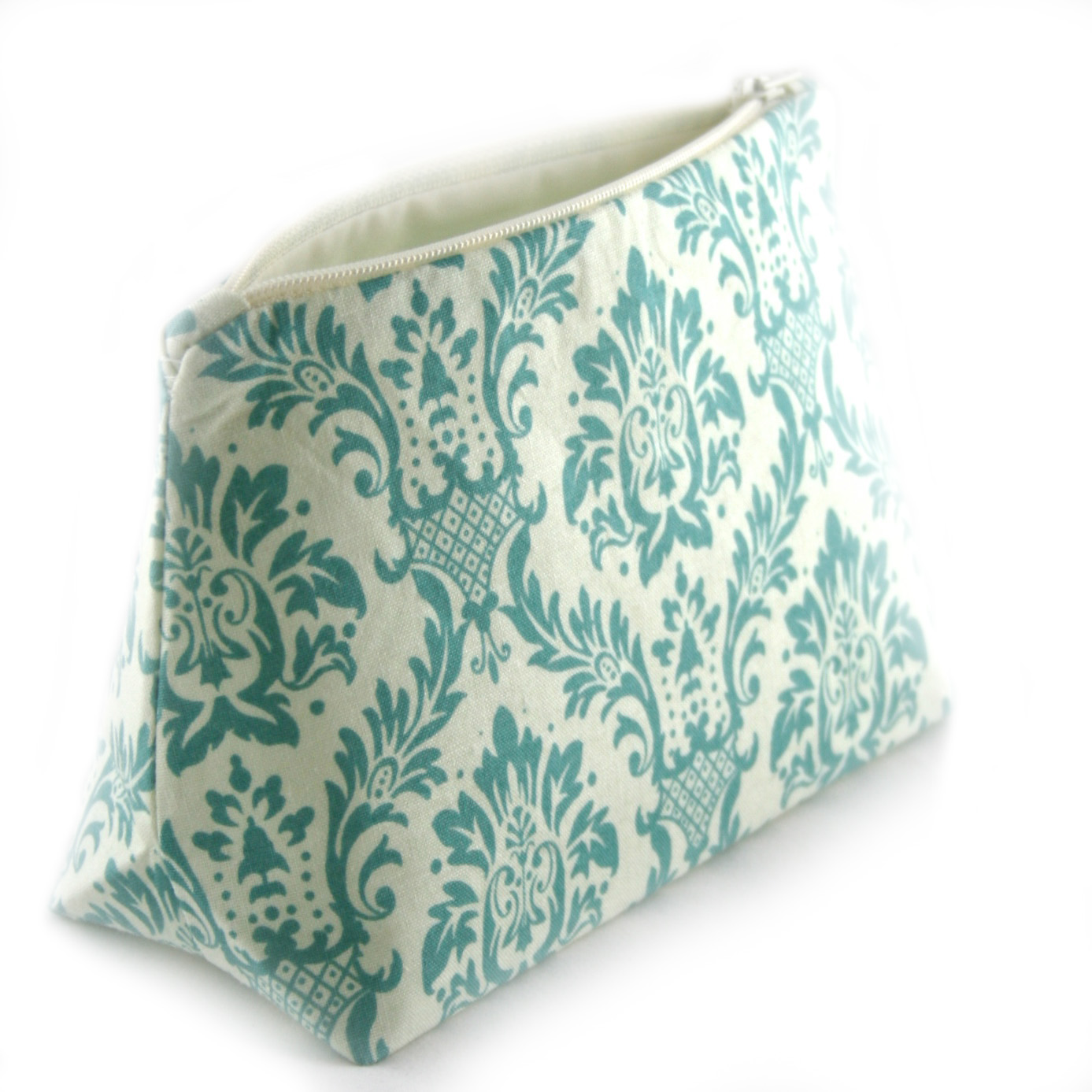 Aqua Floral Damask Cosmetic Bag by Le Pique Nique.jpg