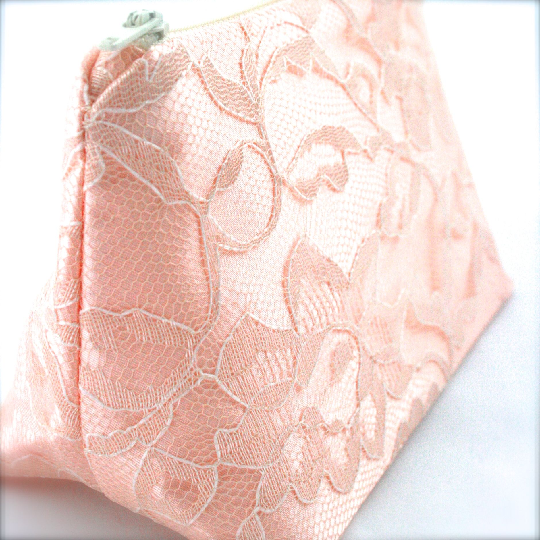 Blush Satin & Cream Lace Cosmetic Bag - Le Pique Nique by Jordani Sarreal 03.jpg