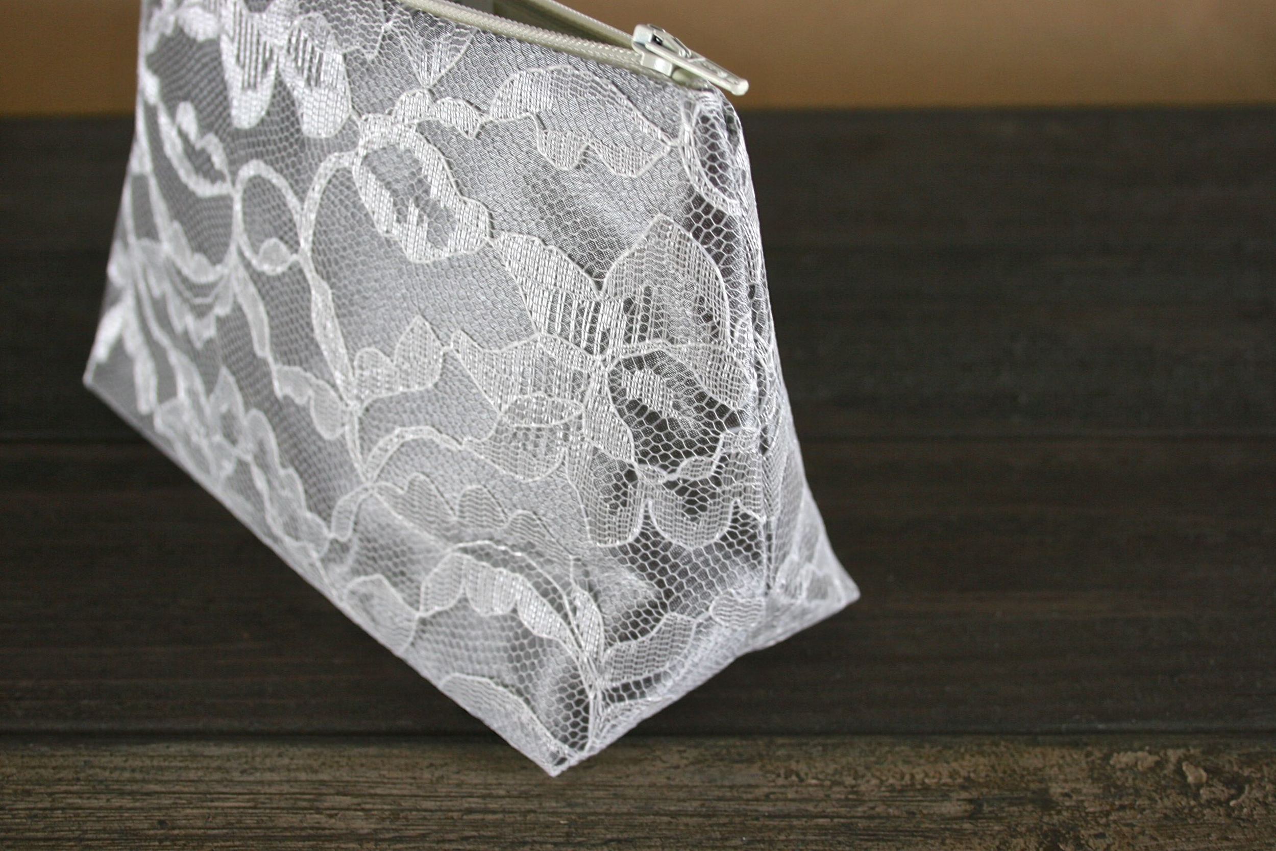 Gray Satin & Ivory Lace Cosmetic Bag - Le Pique Nique by Jordani Sarreal 02.jpg