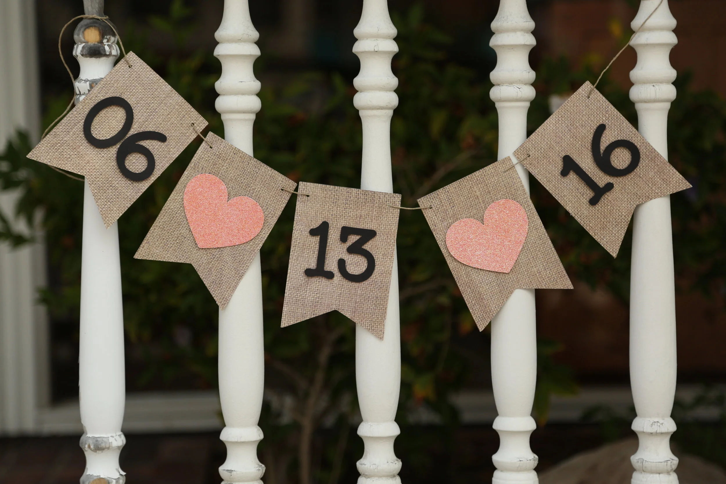 engagement photos burlap wedding date banner