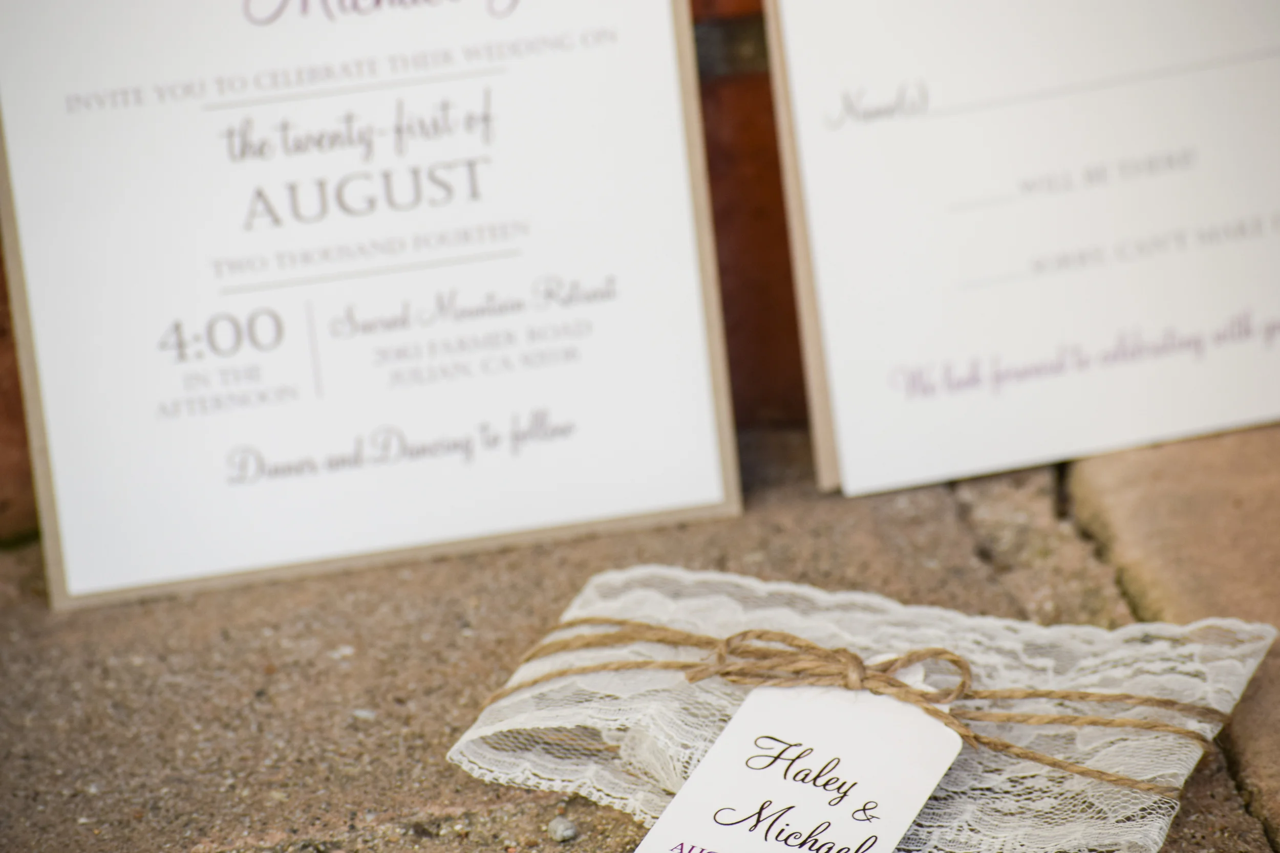 Rustic Lace Wedding Invitations by Love of Creating