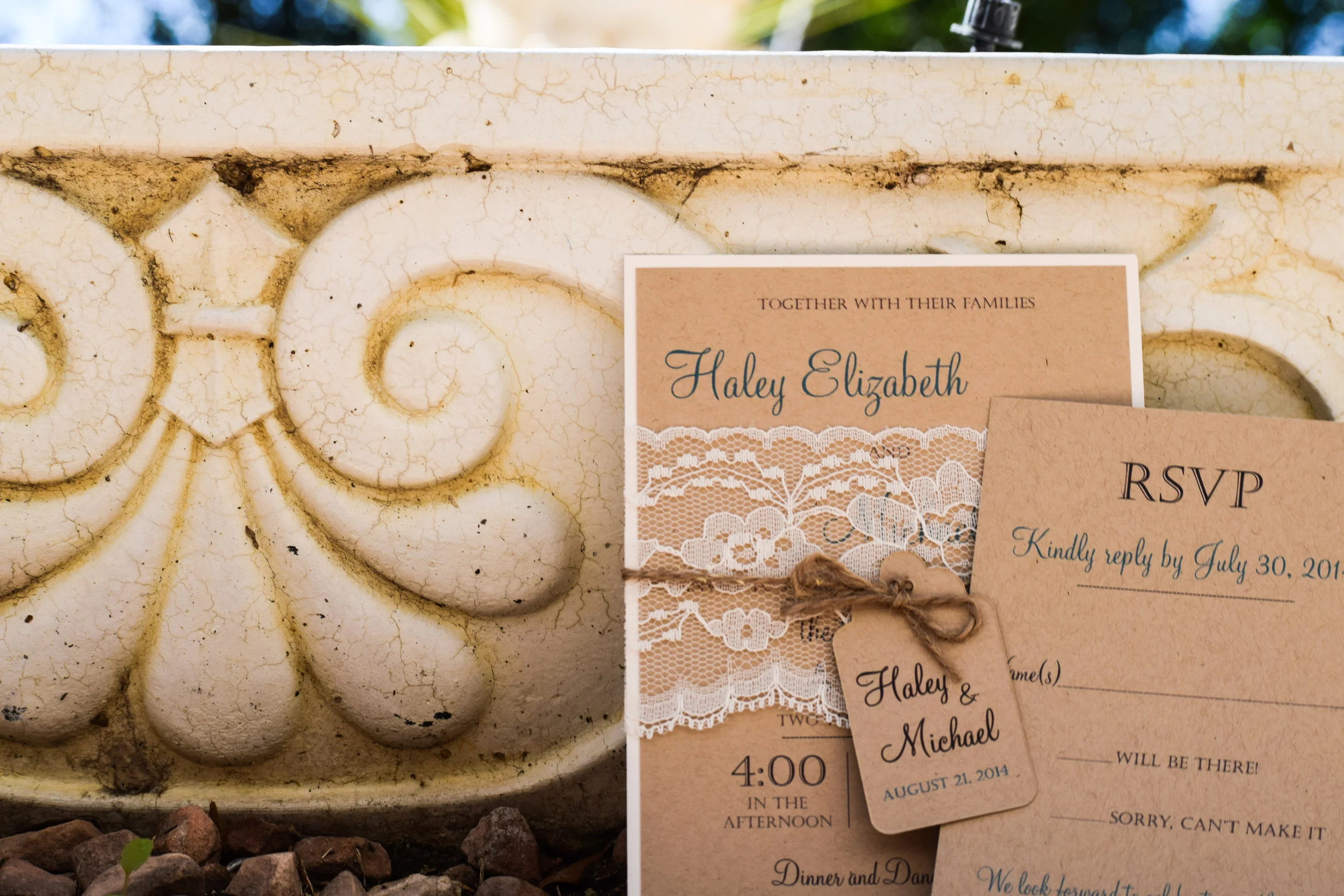 Rustic Lace Wedding Invitations by Love of Creating