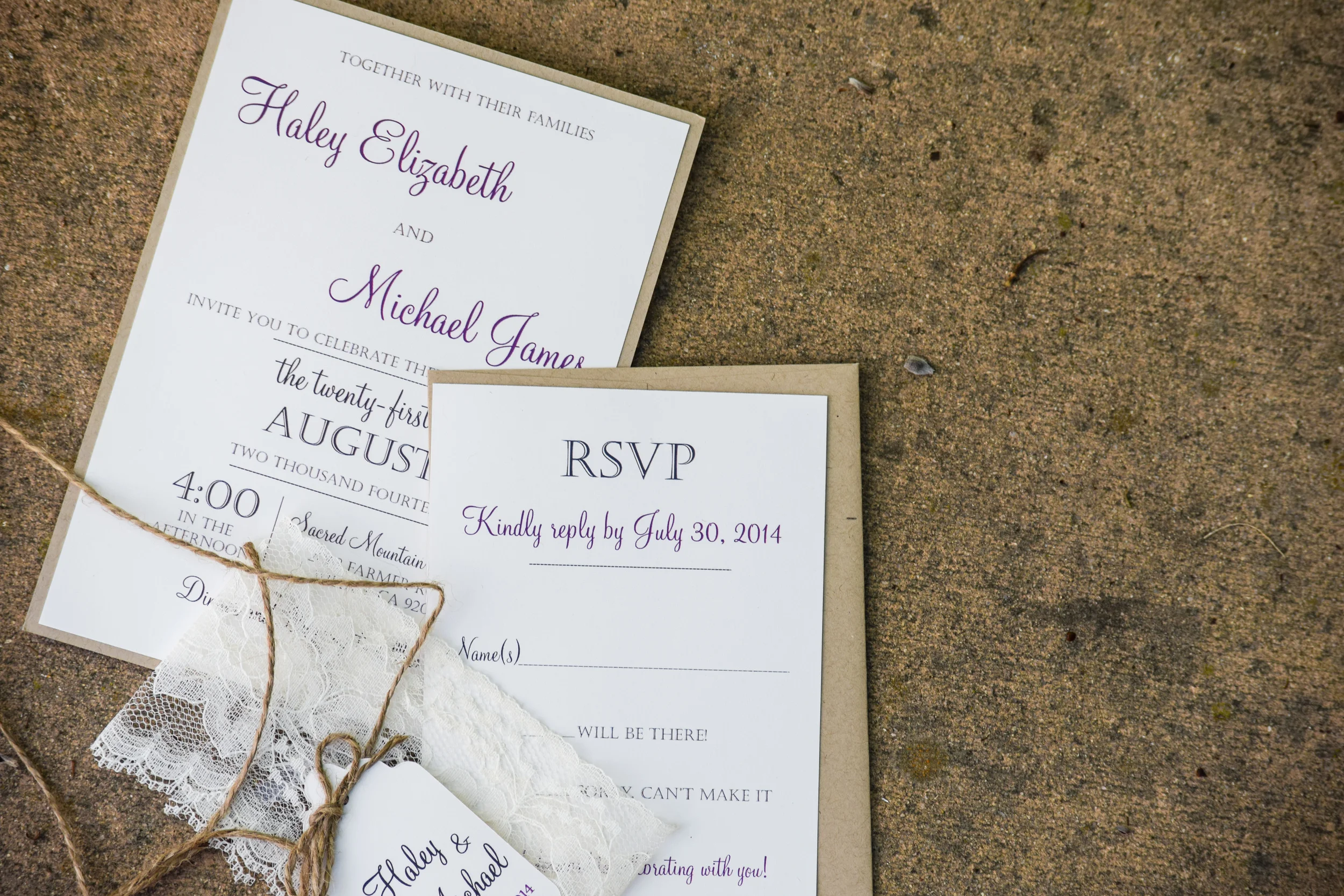 Rustic Lace Wedding Invitations by Love of Creating