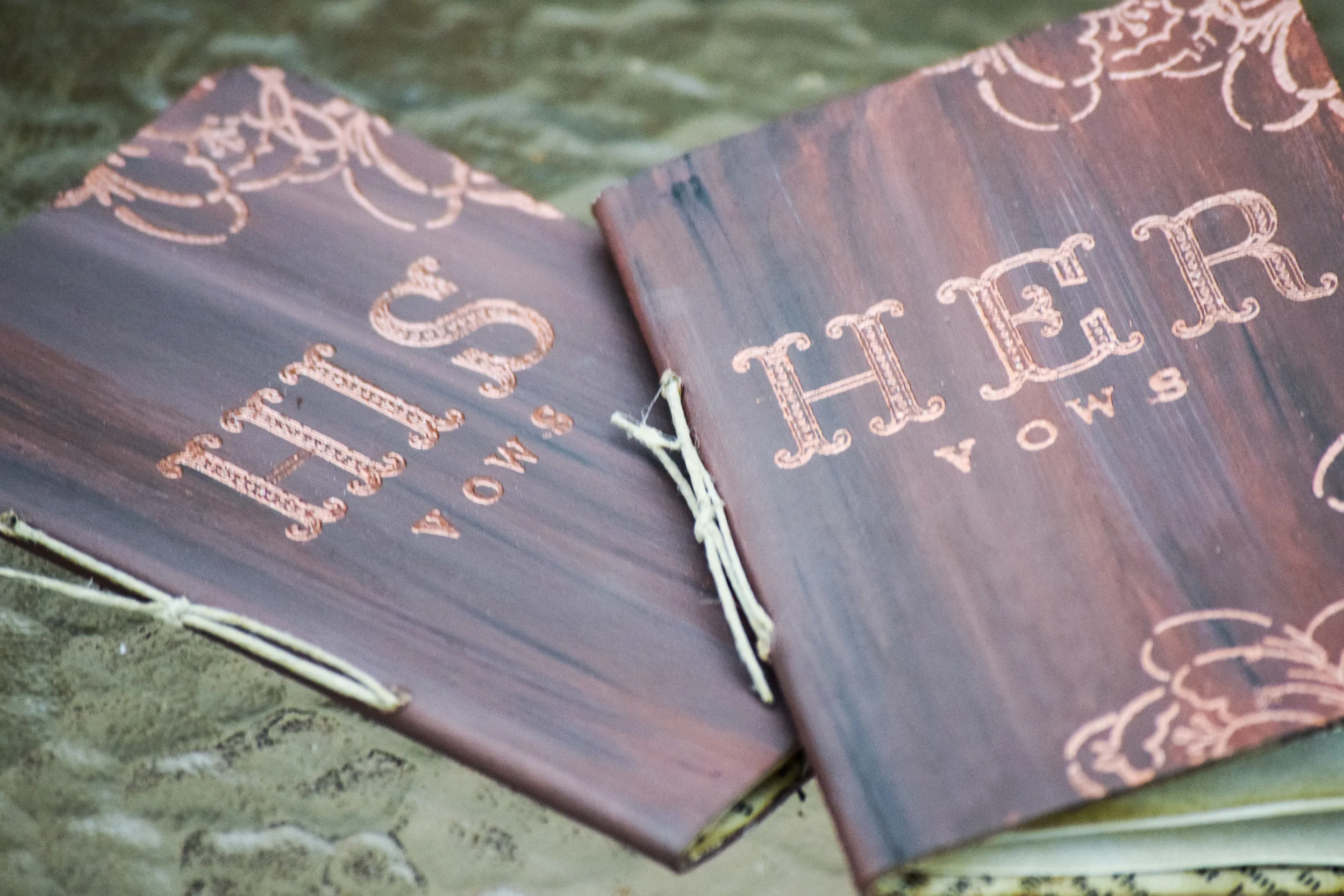 His and Her Rustic Wedding Vow Books by Scrappy Seahorse