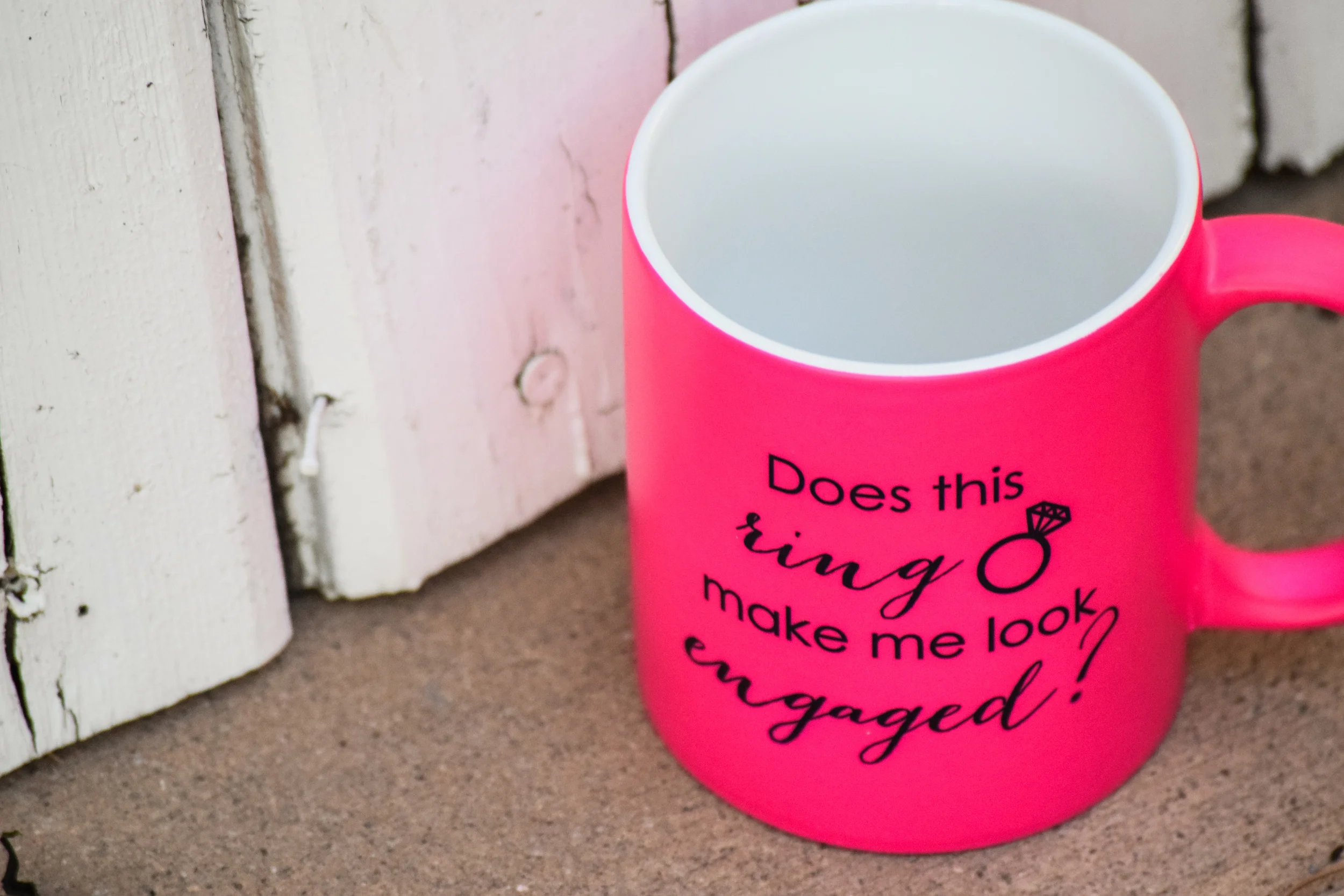 neon pink bride to be mug - does this ring make me look engaged