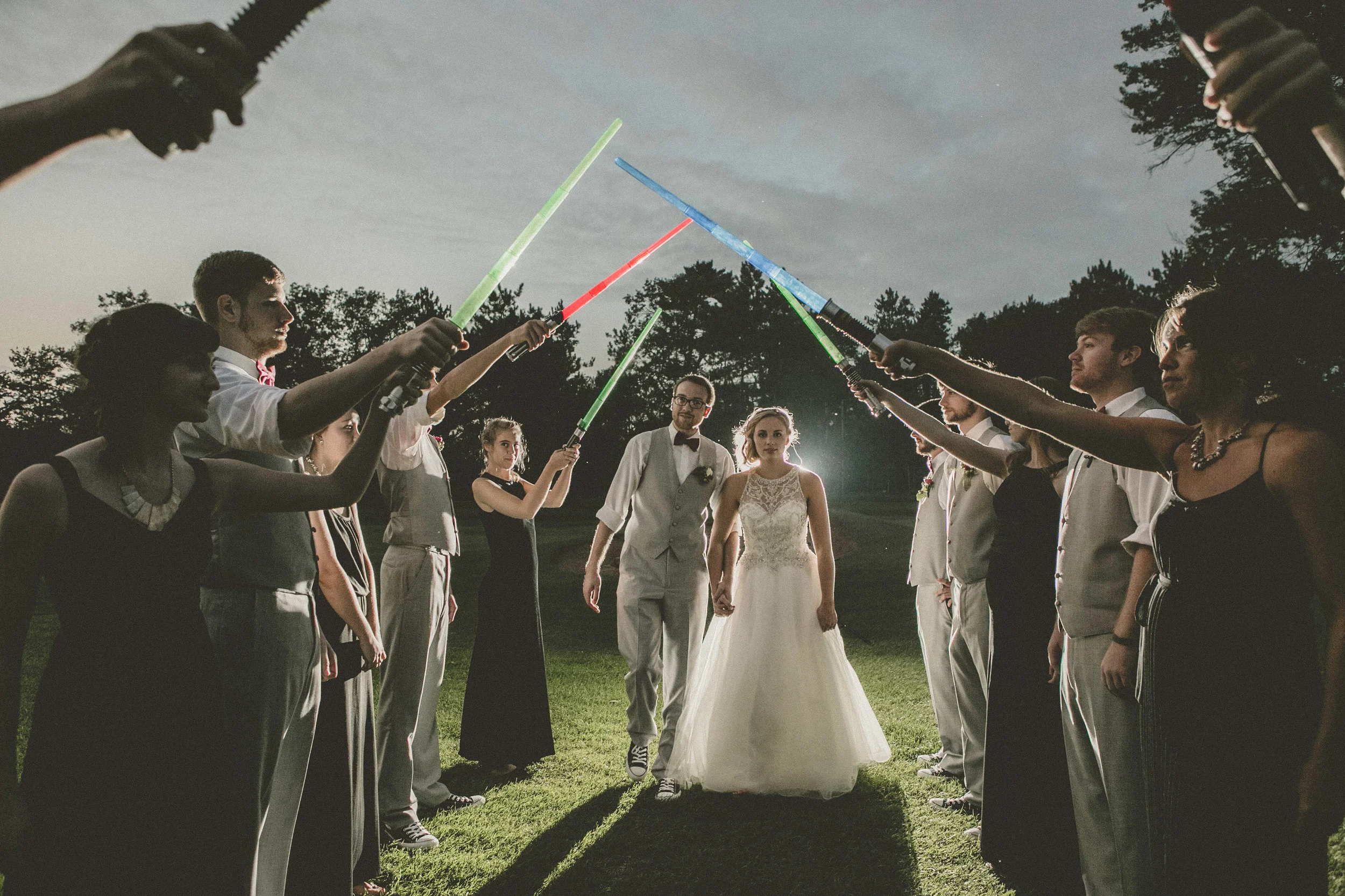 a classic Wisconsin backyard wedding - star wars wedding