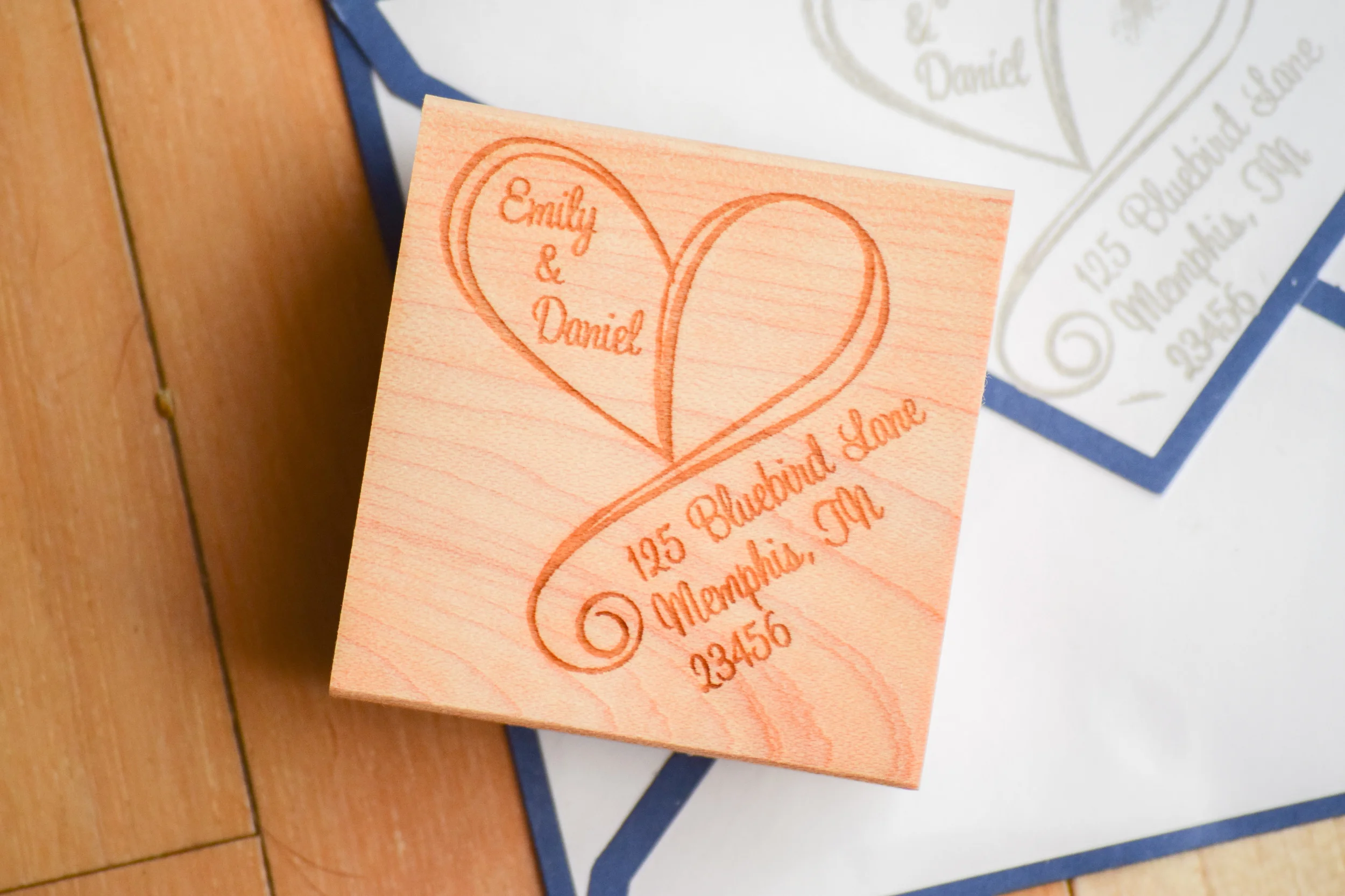 Custom Wedding Invitation Address Stamp by Purple Lemon Designs