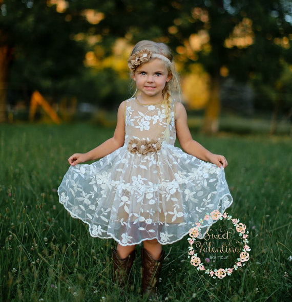 Rustic Lace Flower Girl Dress 