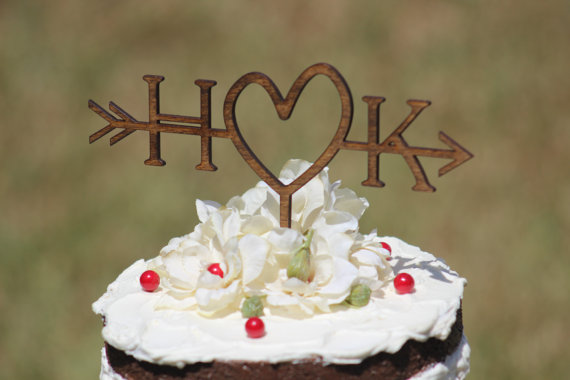 Rustic Wedding Arrow Cake Topper