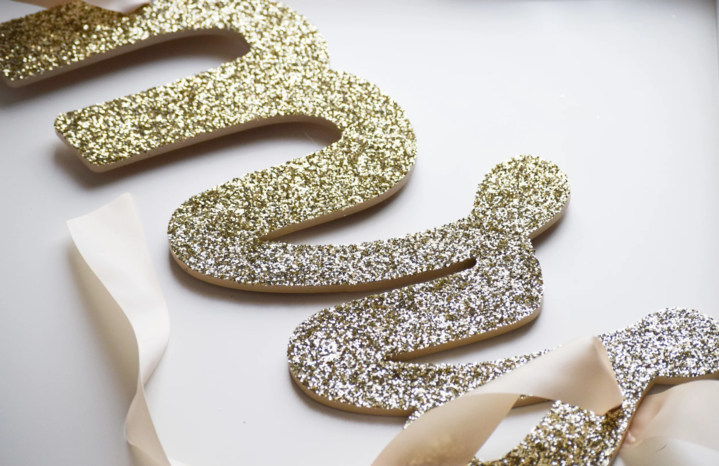 Gold Glitter Mr. and Mrs. Wedding Sign by Z Create Design