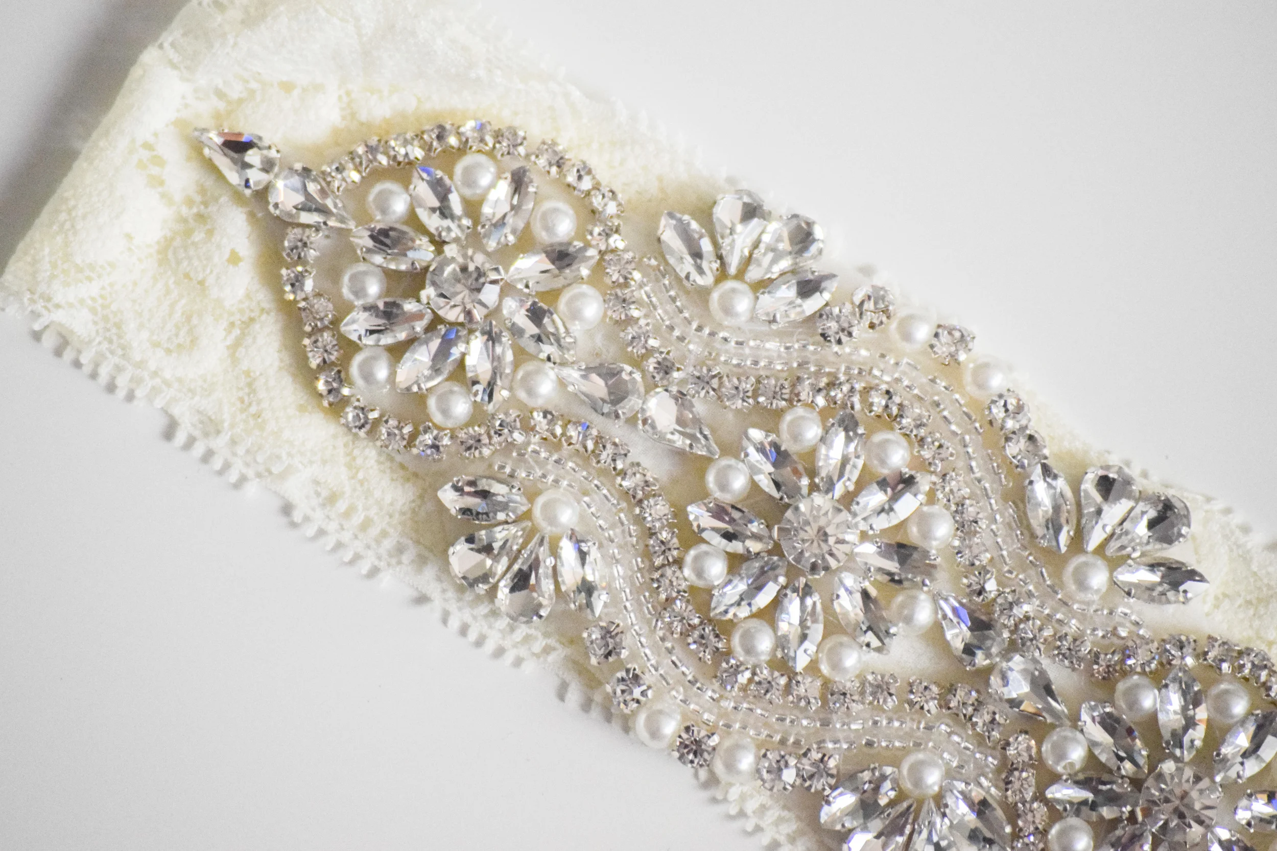 Something Blue Lace Rhinestone Garter Set by Ella Winston