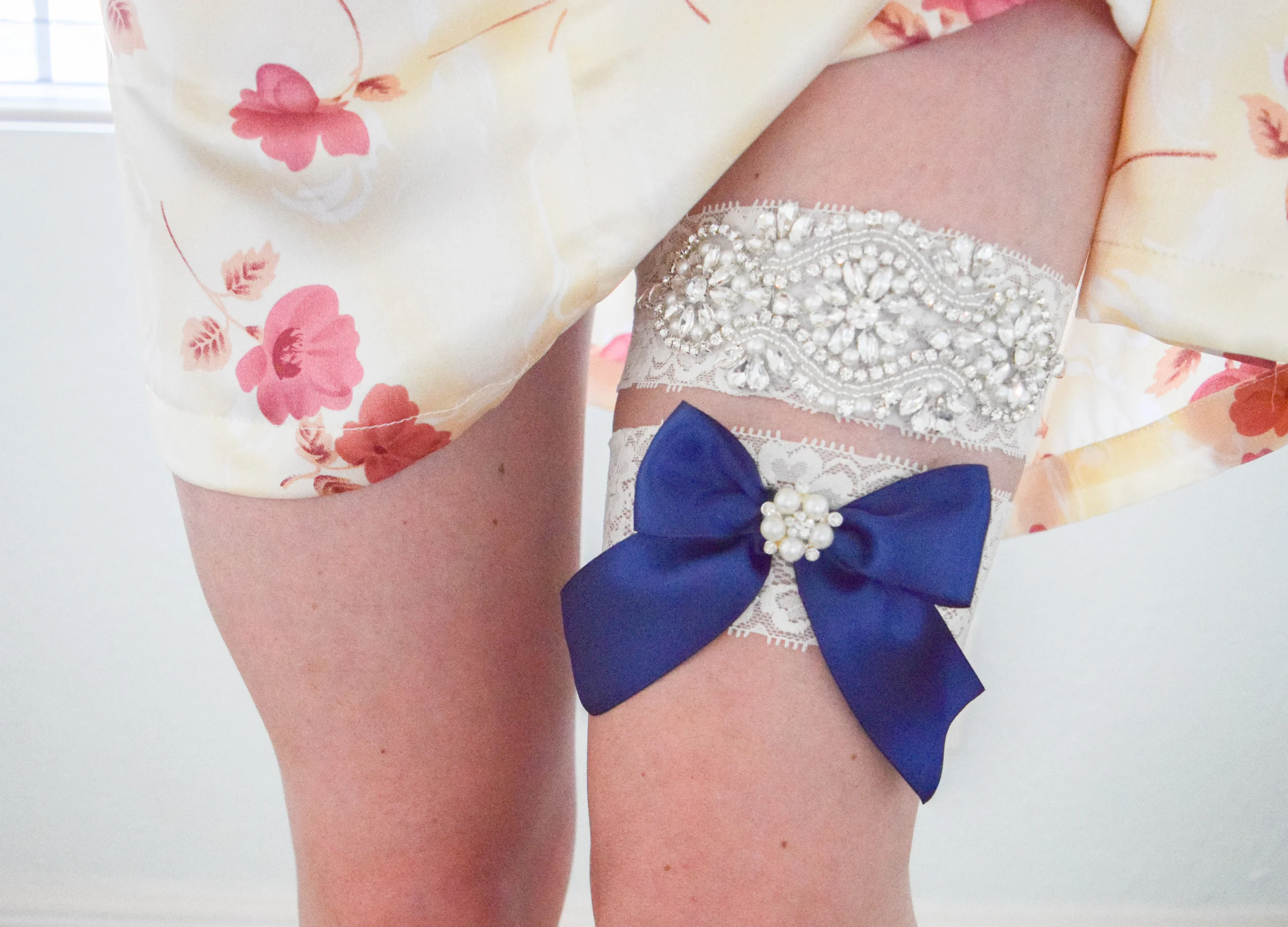 Something Blue Lace Rhinestone Garter Set by Ella Winston