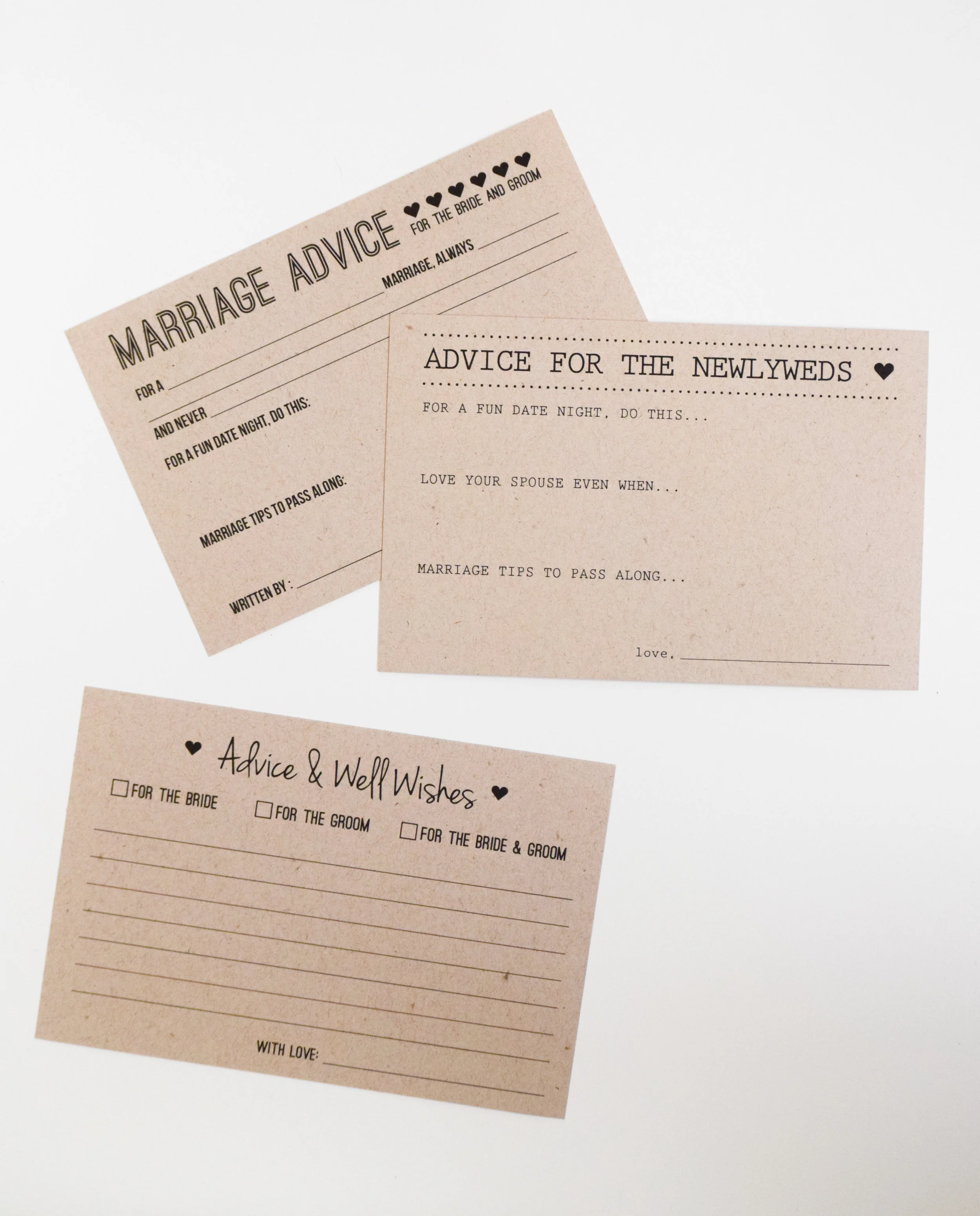 wedding advice cards, advice for the bride and groom - guest book alternative