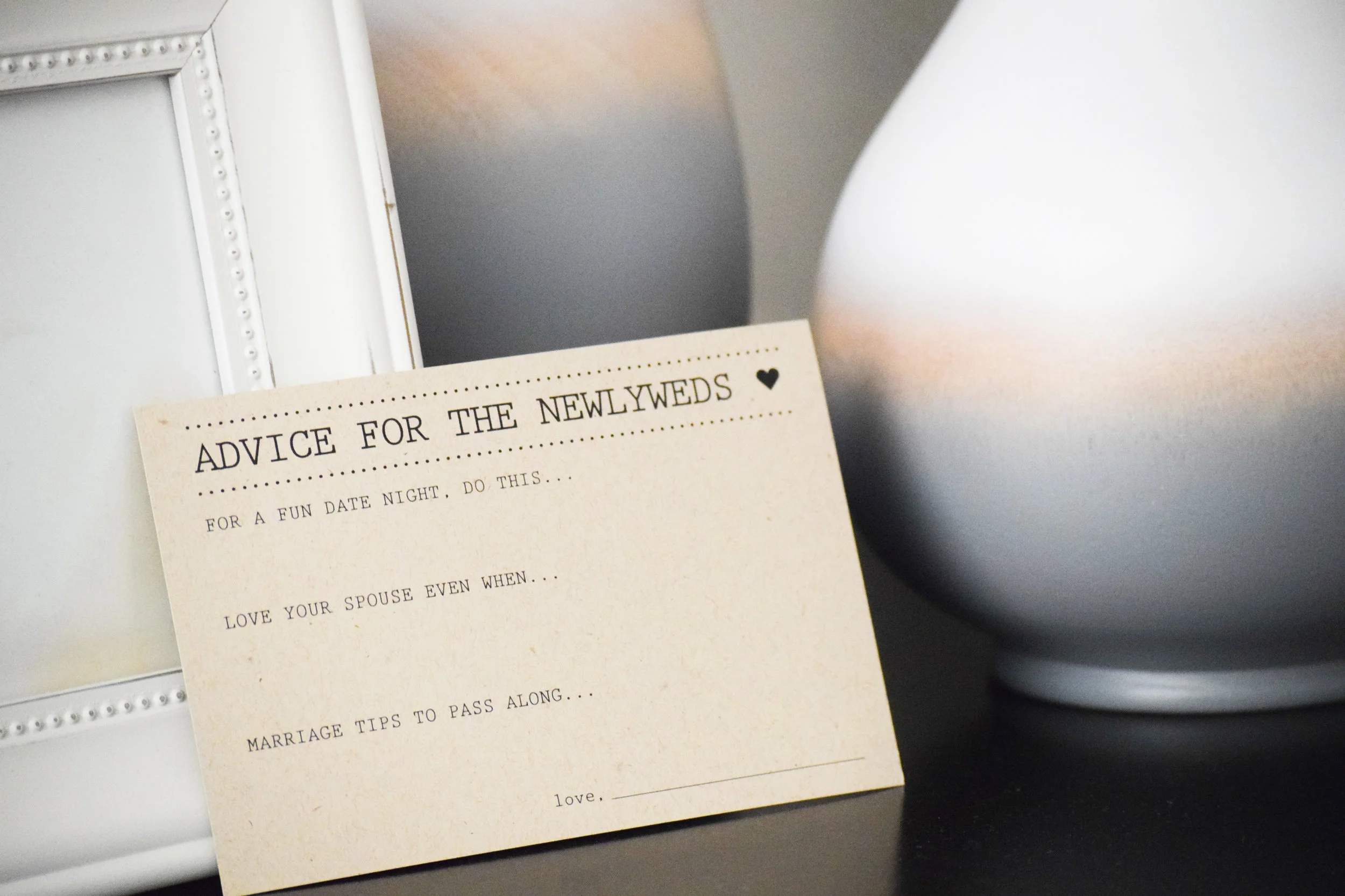 wedding advice cards, advice for the bride and groom - guest book alternative