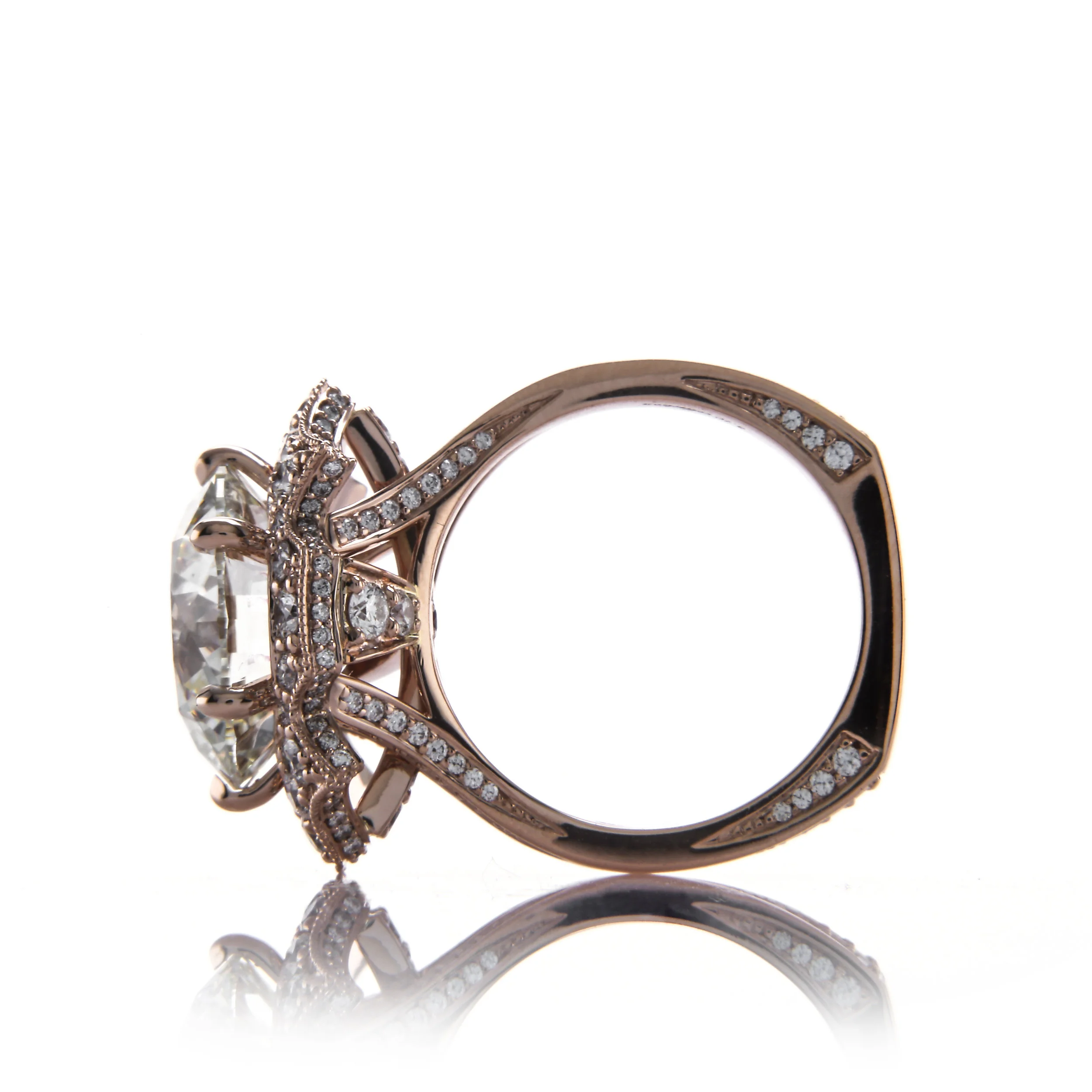 Rose Gold Halo Engagement Ring - 2017 Engagement Ring Trends featuring Black by Brian Gavin