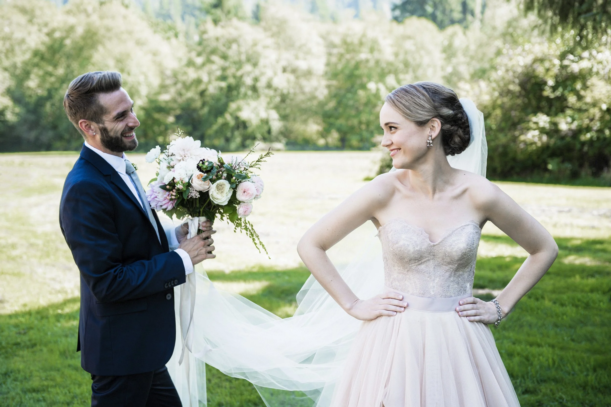 Soft Blue + Blush Forest Wedding