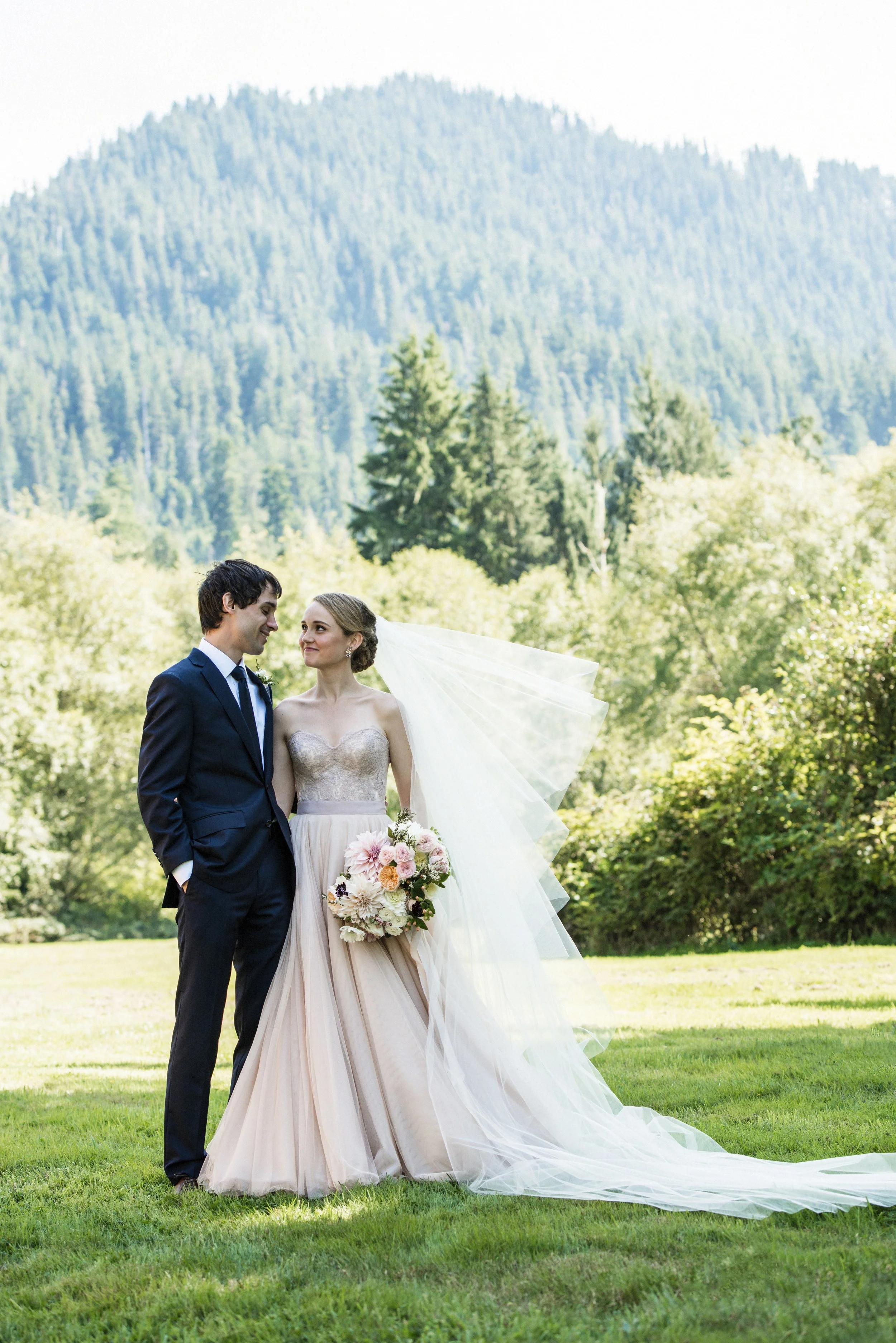 Soft Blue + Blush Forest Wedding