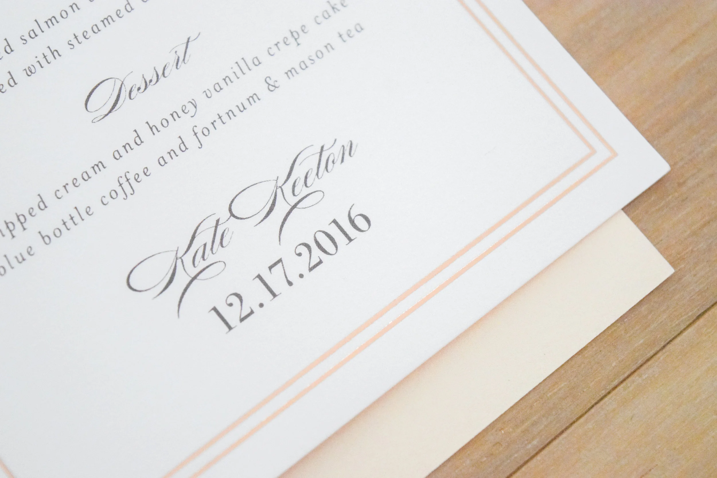 Bridal Shower Food Ideas - Menu Cards