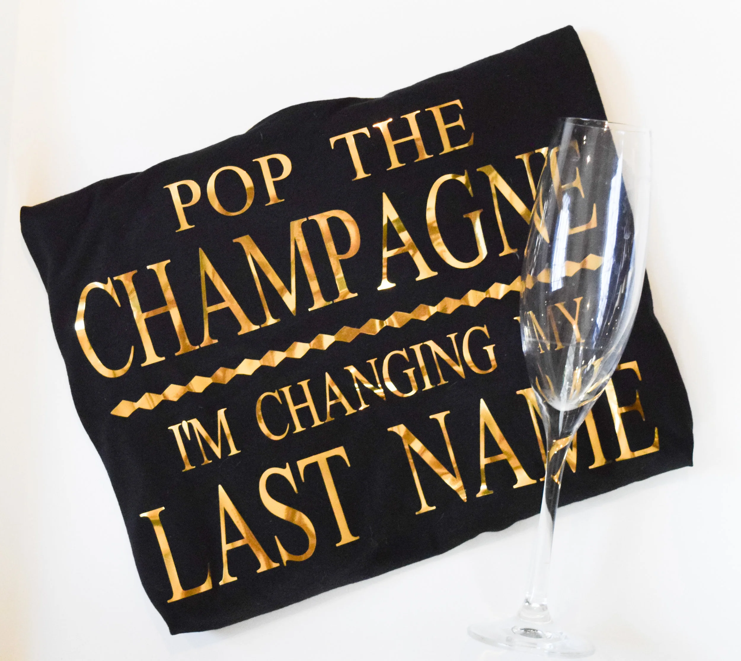 Bride to Be T Shirts - Bride Off the Shoulder Shirt - Pop the champagne, I'm changing my last name!