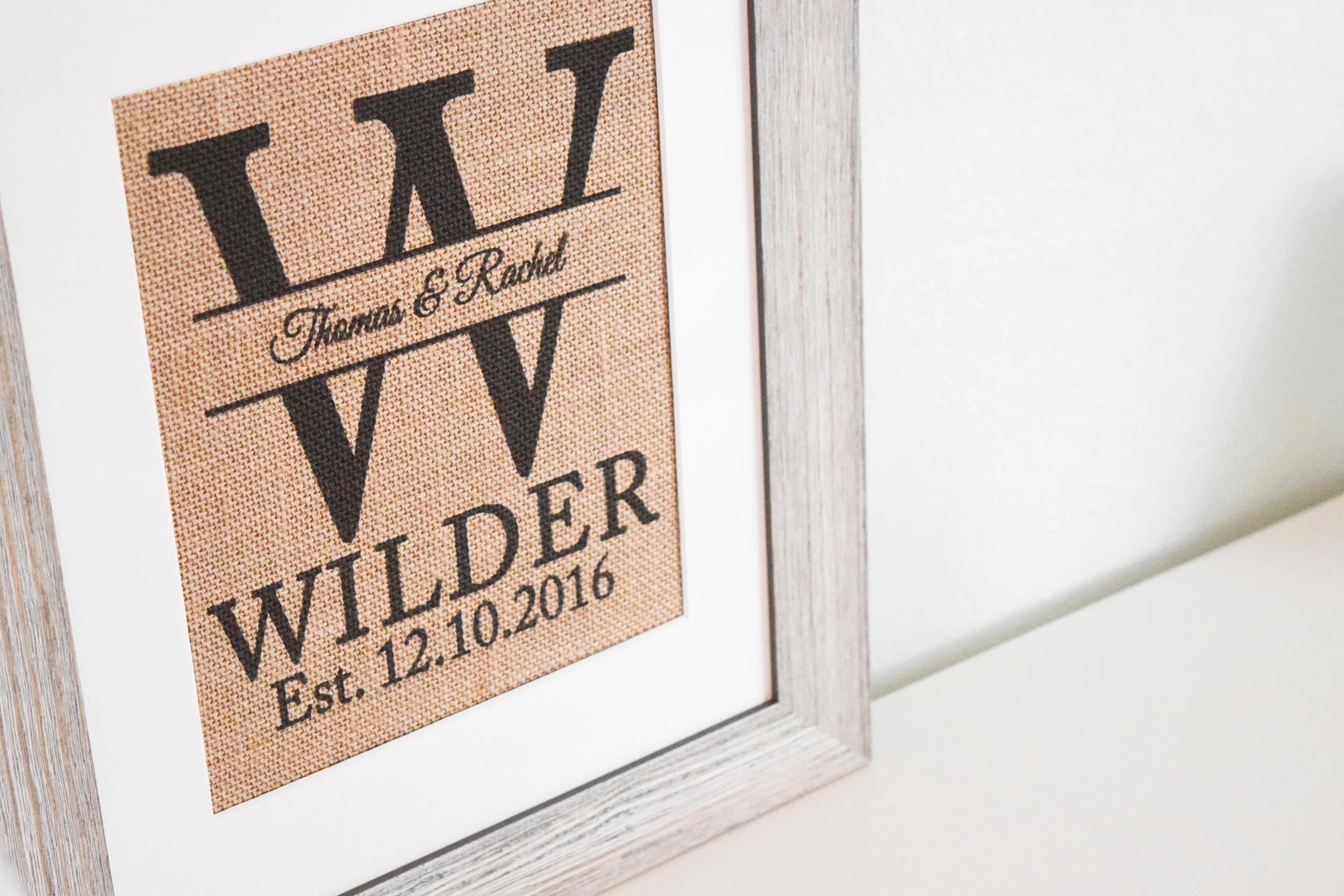The Bridal Boutique | Burlap Monogrammed Wedding Gift by Knot & Nest