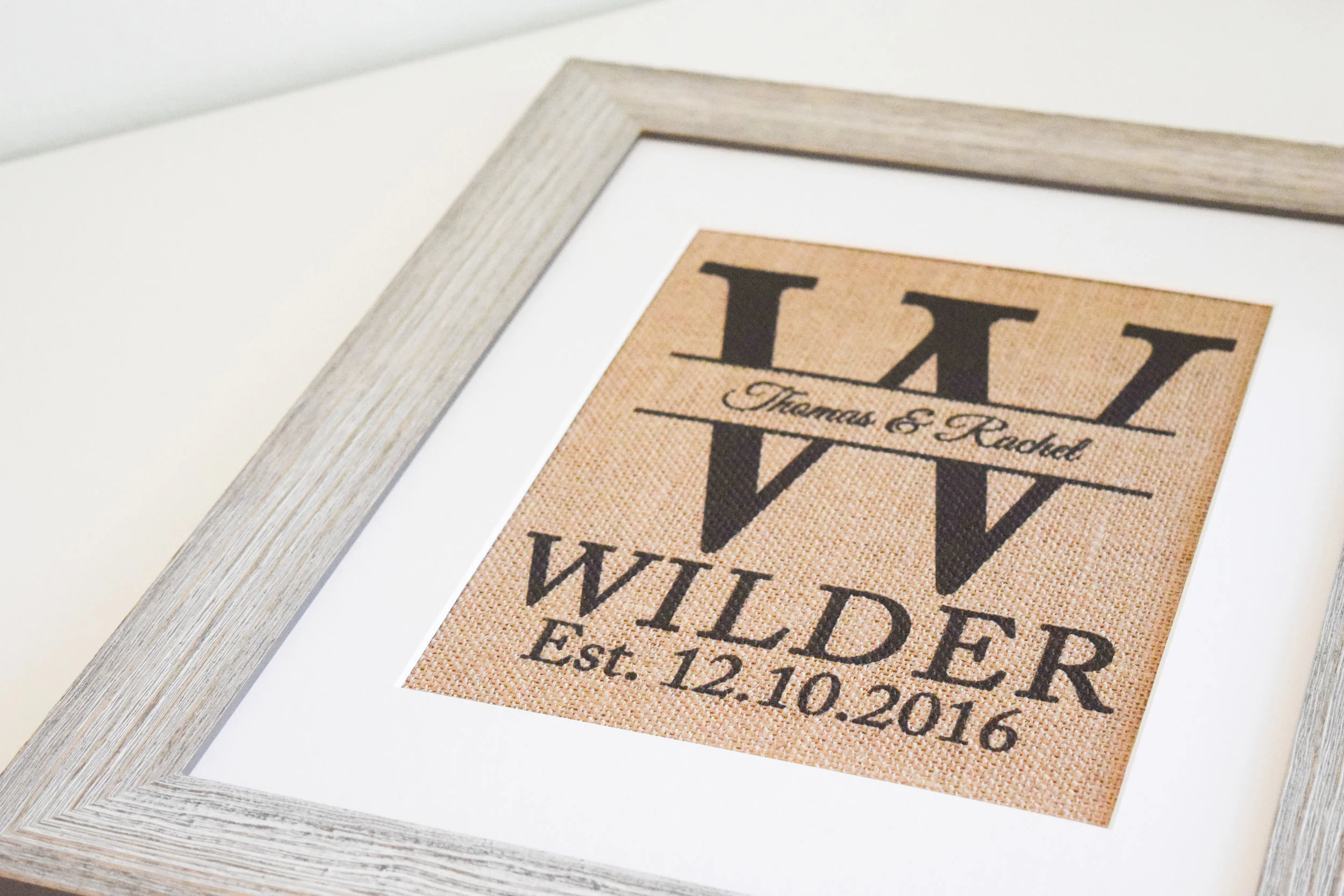 The Bridal Boutique | Burlap Monogrammed Wedding Gift by Knot & Nest