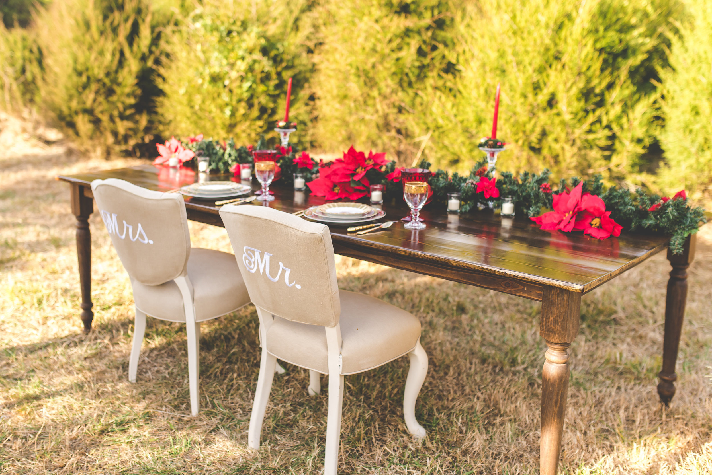 A Carolinas Christmas Inspired Wedding Styled Shoot, Christmas Table Setting - Southernly Studios