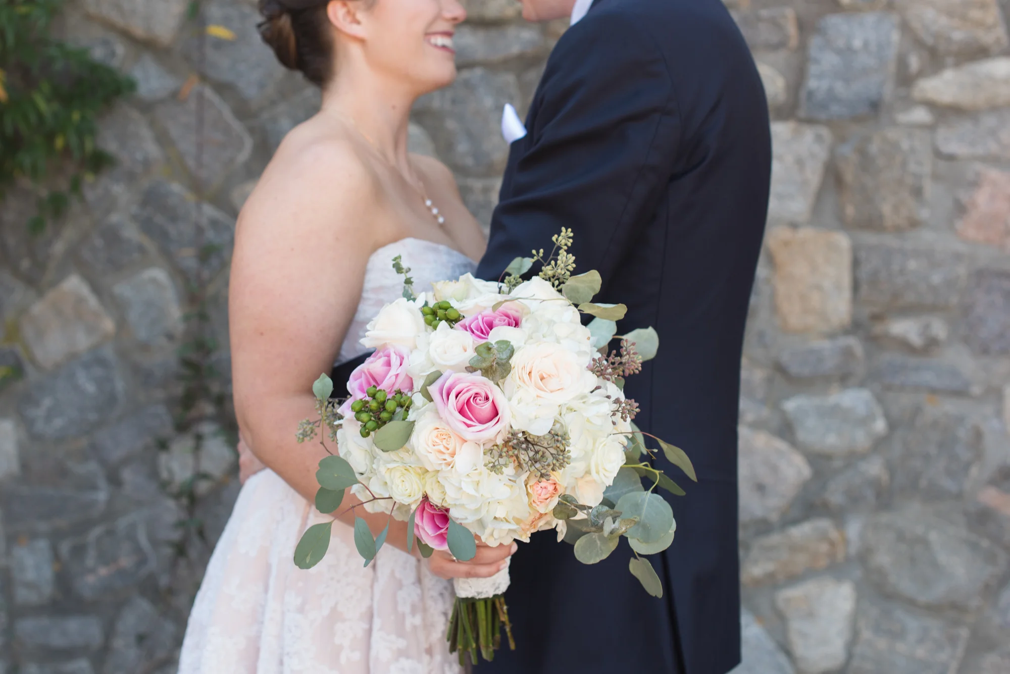Pink and White Wedding Bouquet - Travel Themed Wedding - Caitlin Gerres Photography