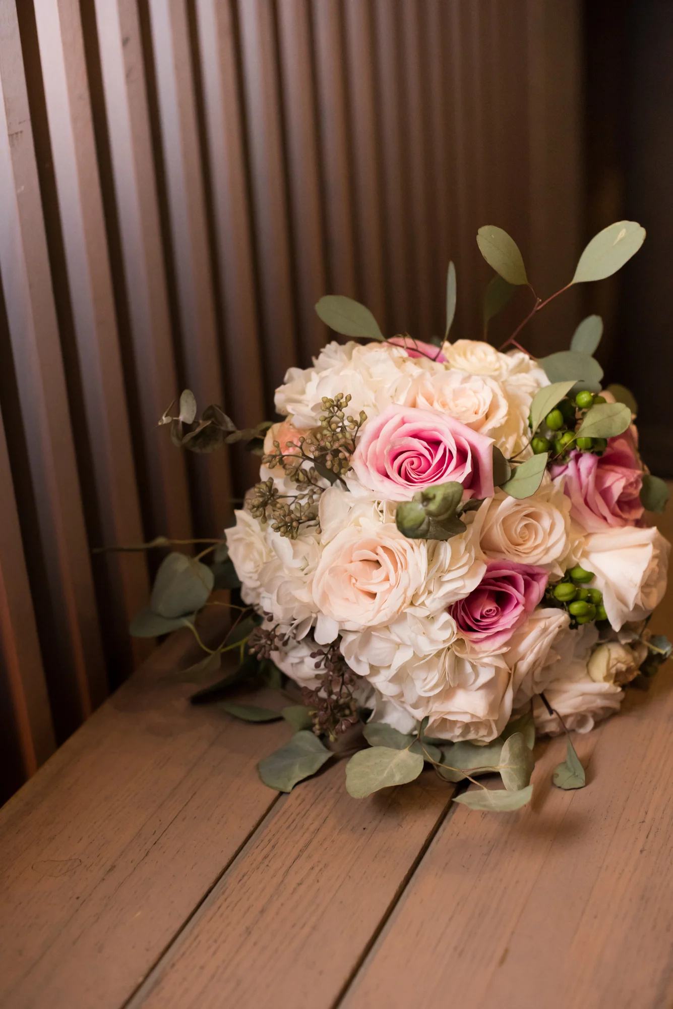 Pink and White Wedding Bouquet - Travel Themed Wedding - Caitlin Gerres Photography