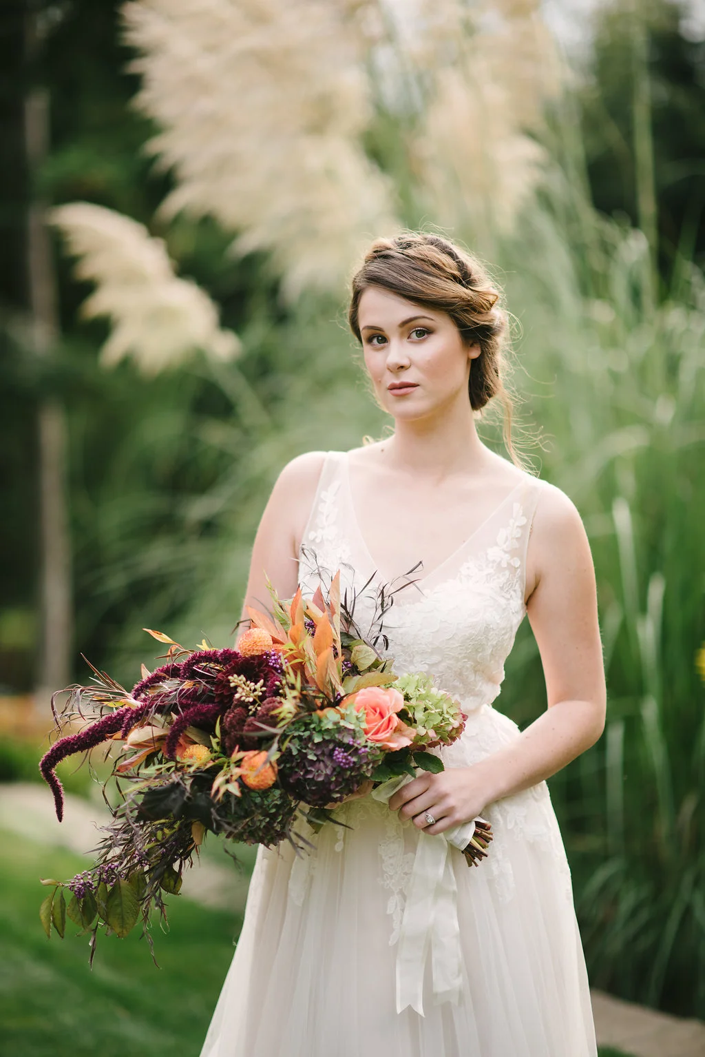 BHLDN Reagan Wedding Dress - Fall Wedding Bouquet - Vintage Bridal Hairstyle - STYLED WEDDING SHOOT | A Romantic Vintage Fall Wedding