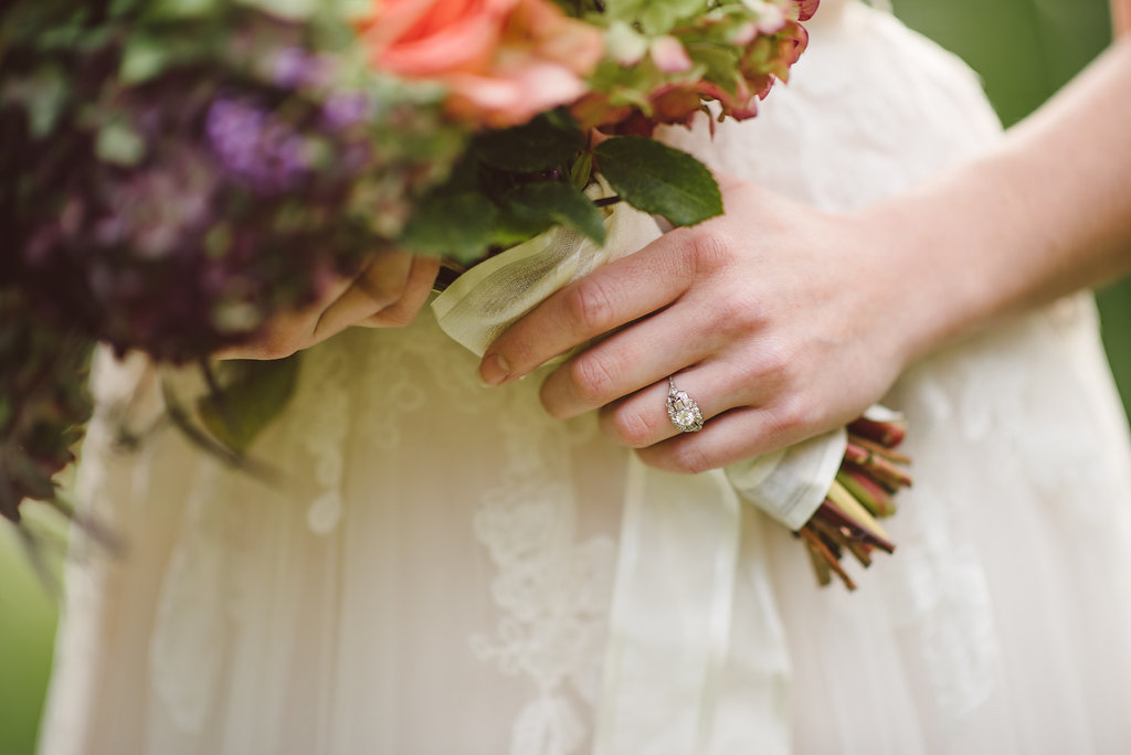 Vintage Engagement Ring - BHLDN Reagan Wedding Dress - Fall Wedding Bouquet - Vintage Bridal Hairstyle - STYLED WEDDING SHOOT | A Romantic Vintage Fall Wedding