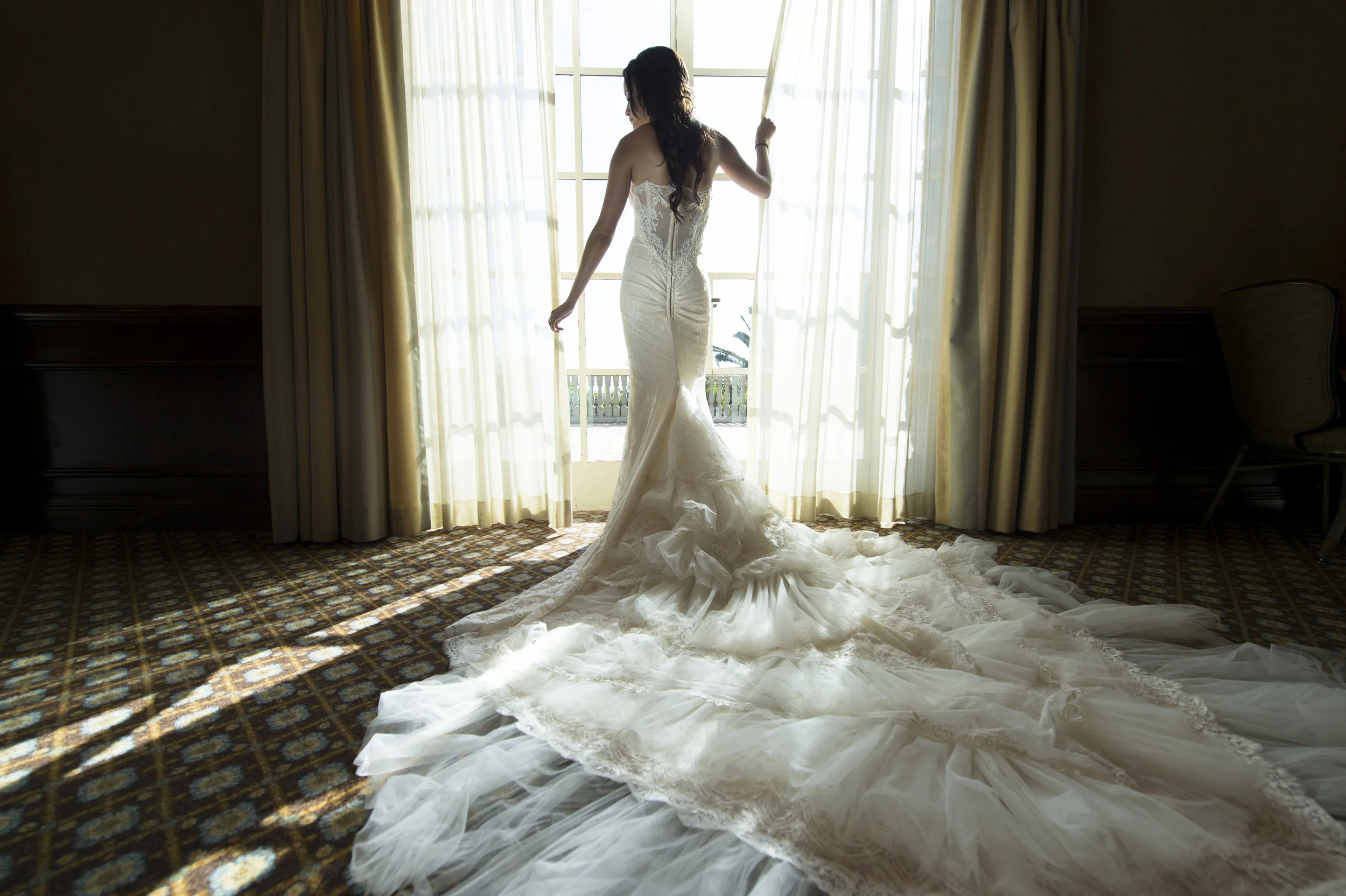Silhouette Bridal Portrait - A Romantic Bel Air Bay Club Ocean-View Wedding - Southern California Wedding - Kevin Dinh Photography