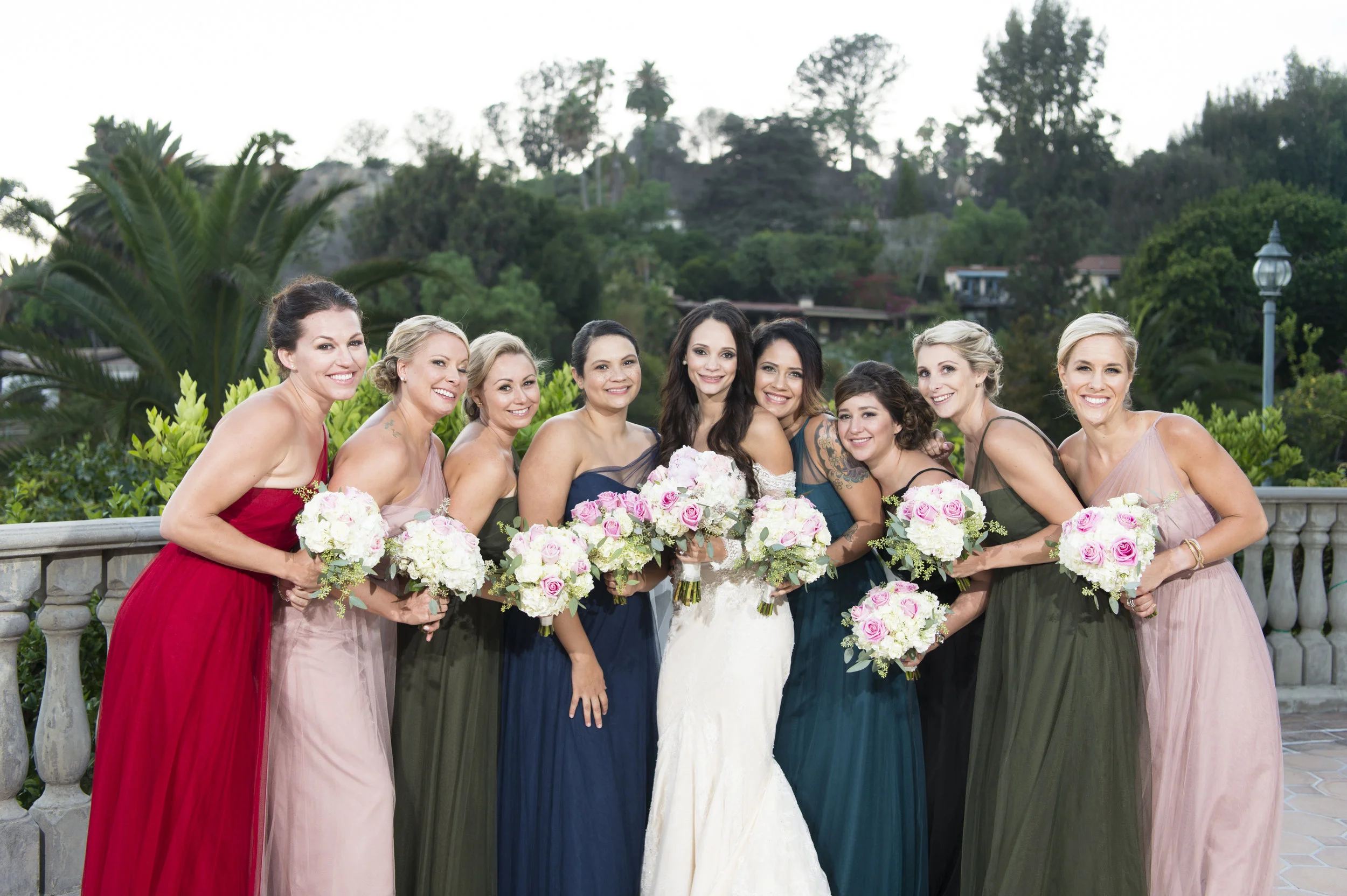 Colorful Bridesmaid Dresses - A Romantic Bel Air Bay Club Ocean-View Wedding - Southern California Wedding - Kevin Dinh Photography