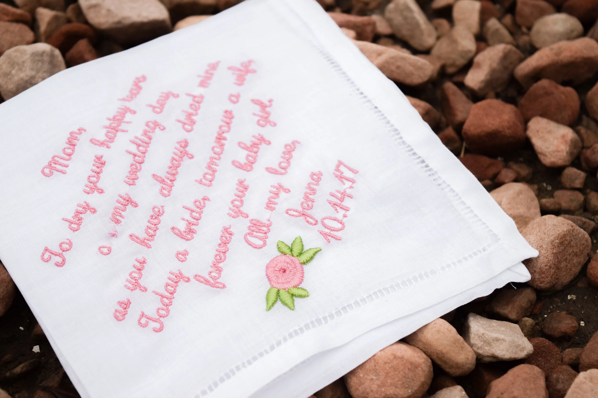 The Bridal Boutique | Custom Mother of the Bride Wedding Handkerchiefs by Inspired Stitches