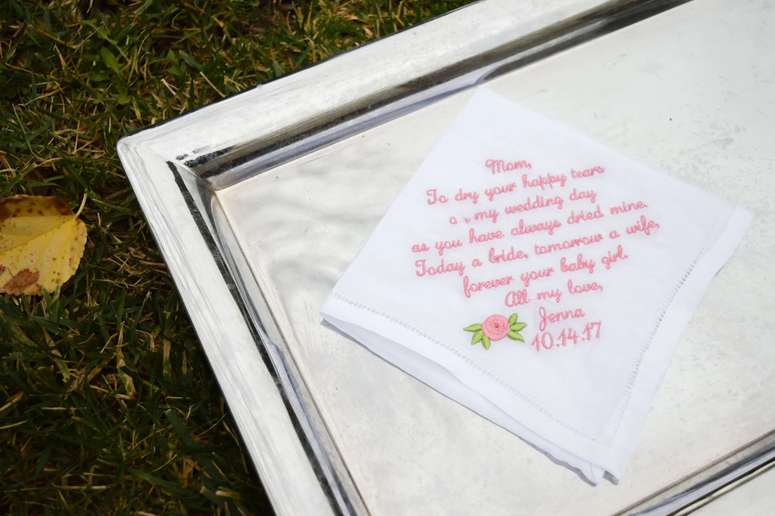 The Bridal Boutique | Custom Mother of the Bride Wedding Handkerchiefs by Inspired Stitches