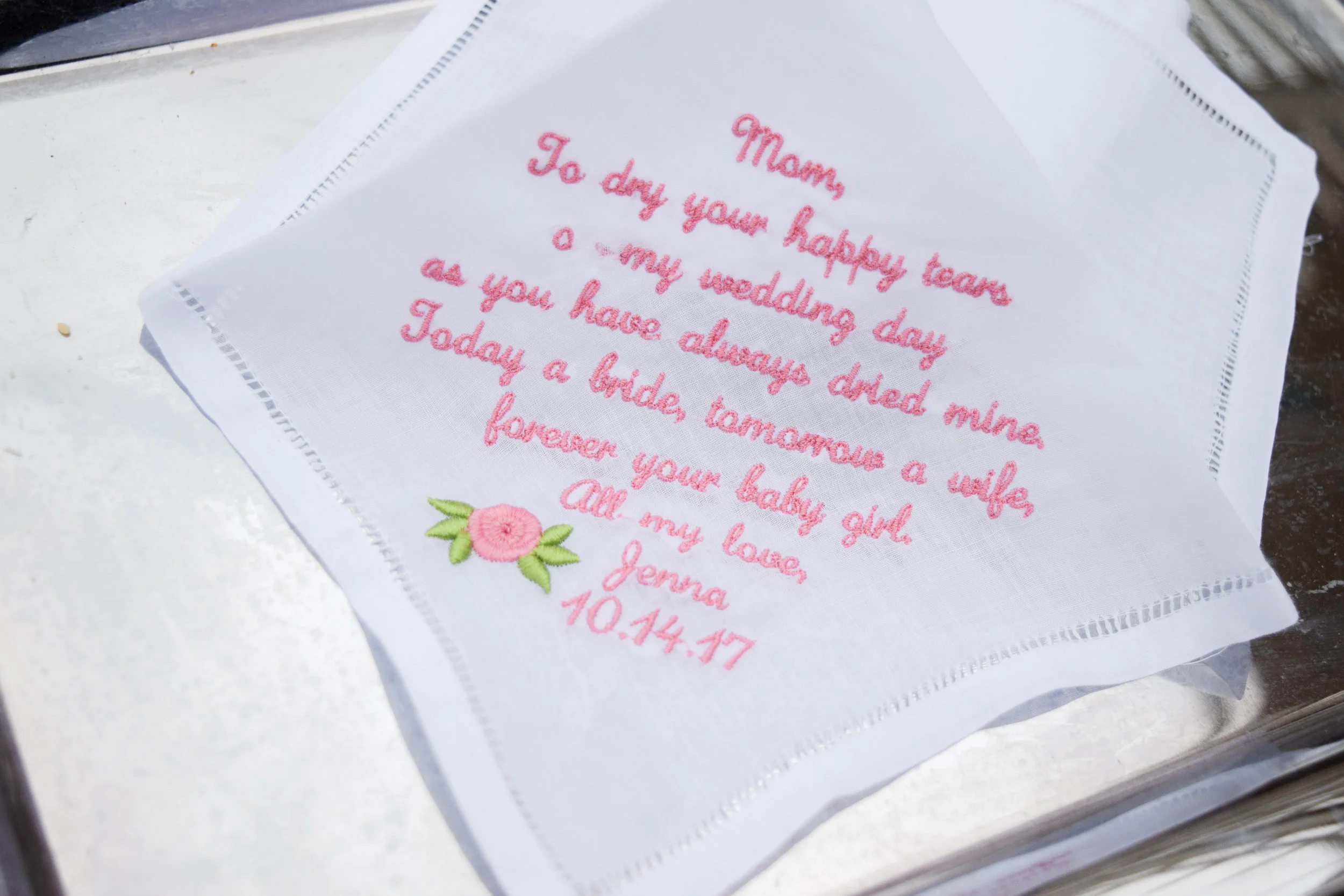 The Bridal Boutique | Custom Mother of the Bride Wedding Handkerchiefs by Inspired Stitches