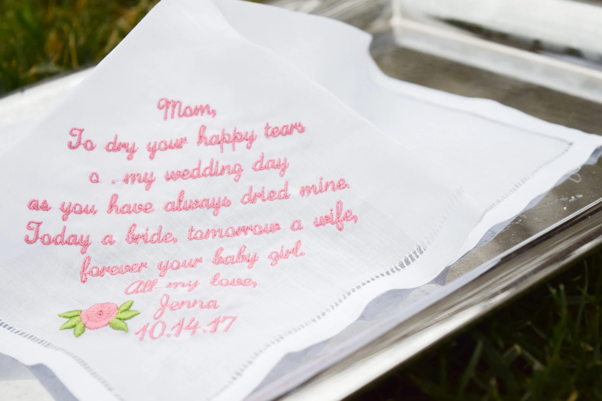 The Bridal Boutique | Custom Mother of the Bride Wedding Handkerchiefs by Inspired Stitches