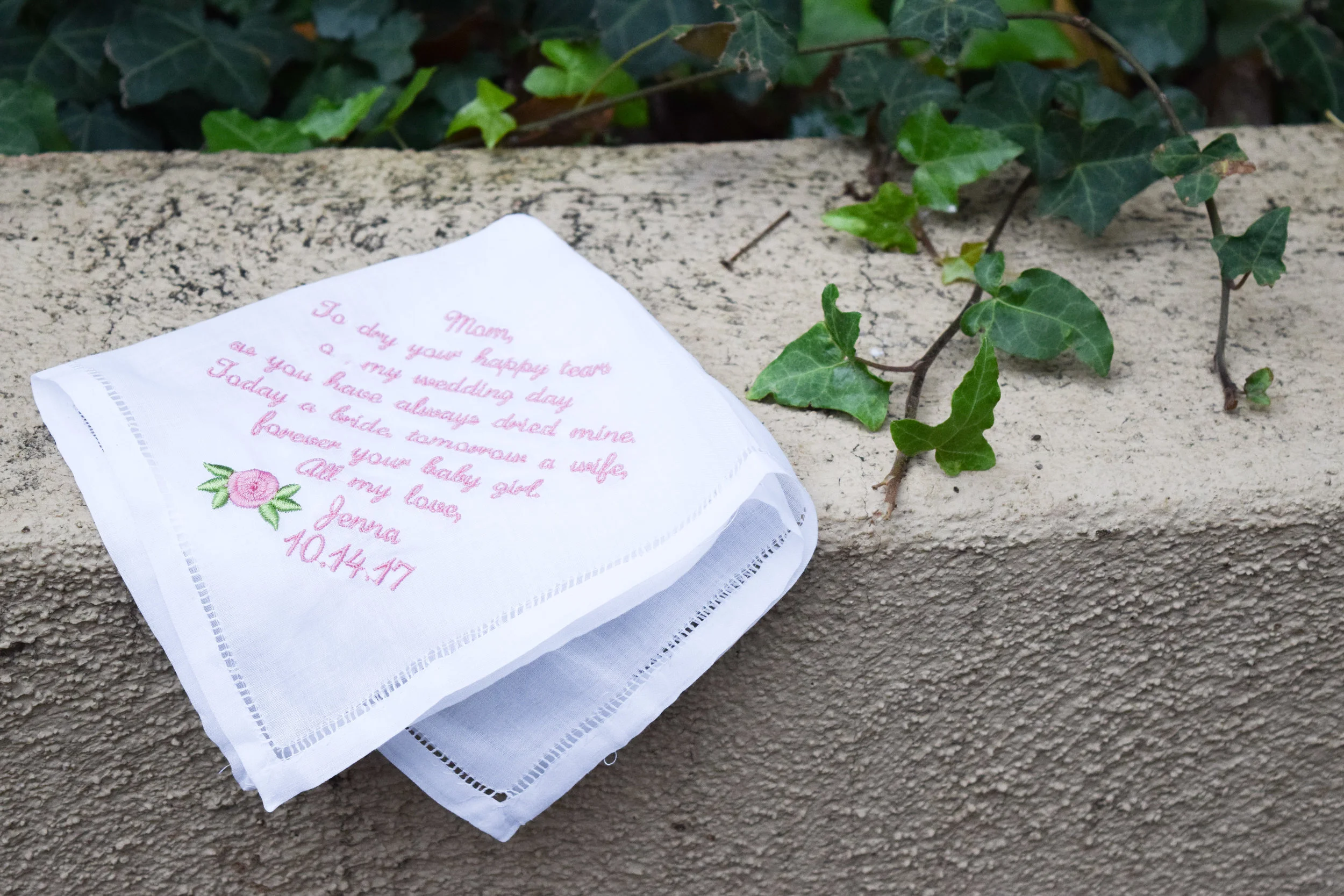 The Bridal Boutique | Custom Mother of the Bride Wedding Handkerchiefs by Inspired Stitches