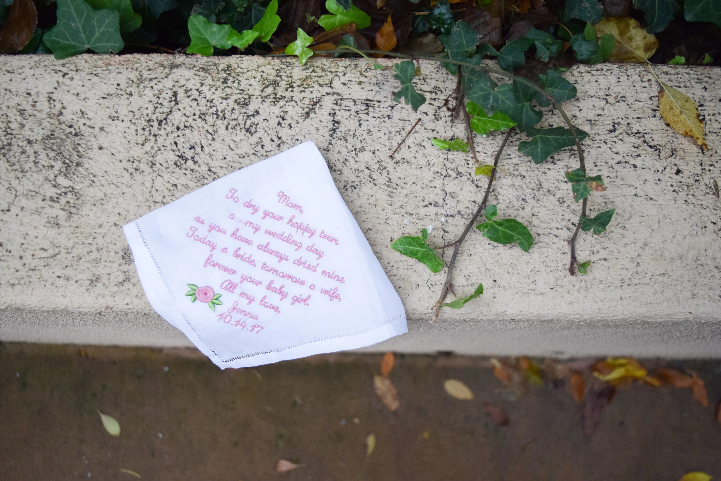 The Bridal Boutique | Custom Mother of the Bride Wedding Handkerchiefs by Inspired Stitches