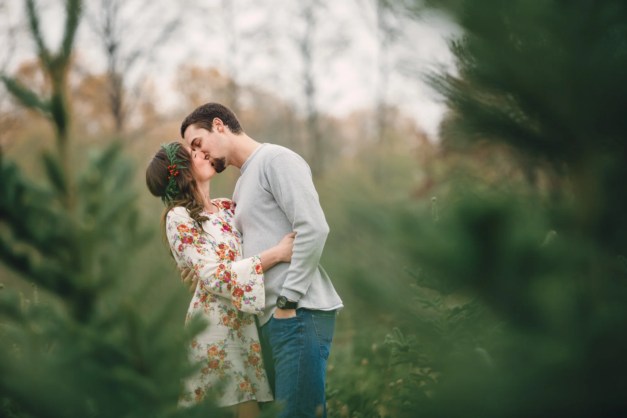 Vintage Chevy Truck Engagement Photos - Christmas Tree Farm Engagement Photos by Joshua Rainey Photography
