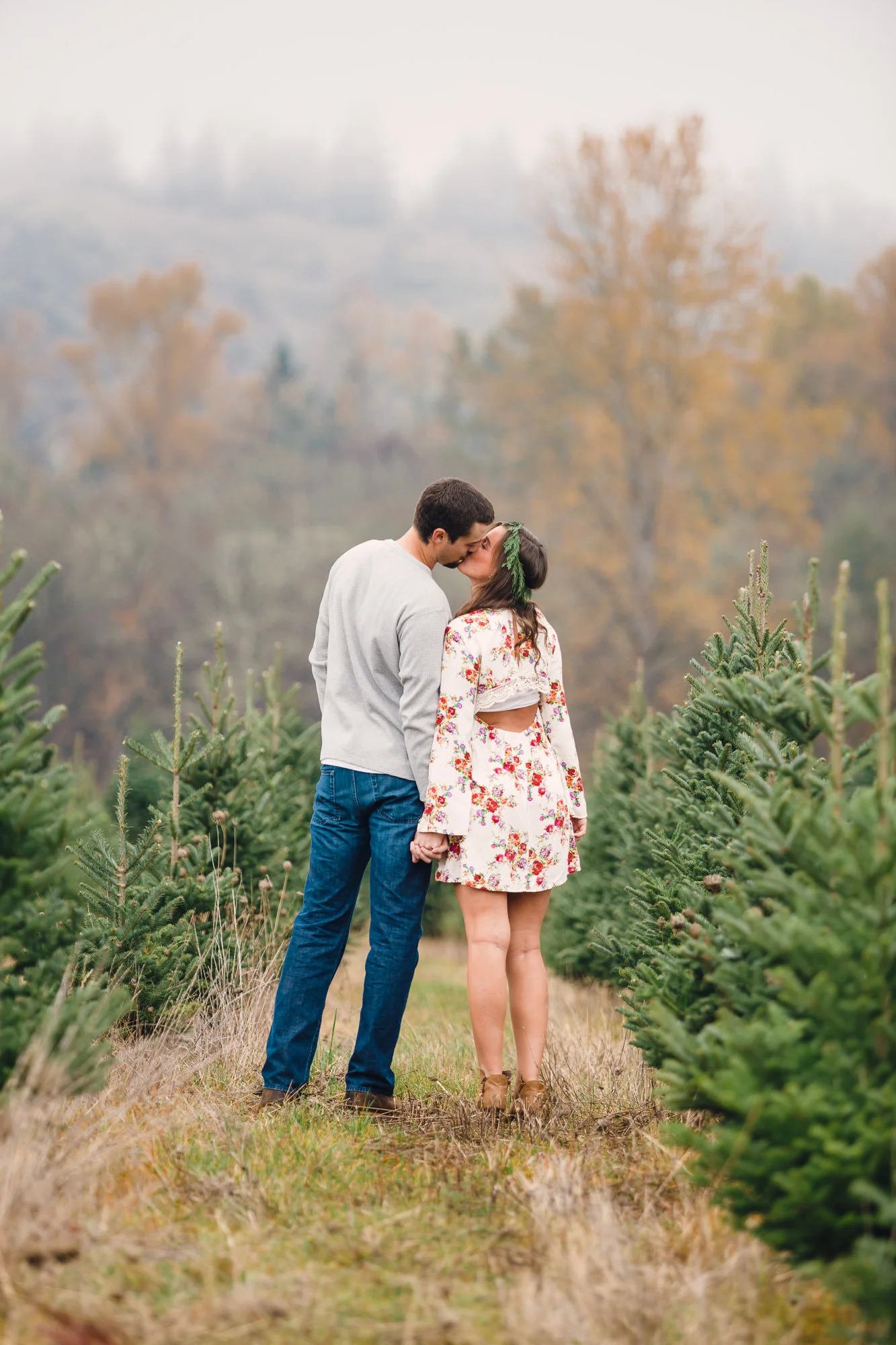 Vintage Chevy Truck Engagement Photos - Christmas Tree Farm Engagement Photos by Joshua Rainey Photography