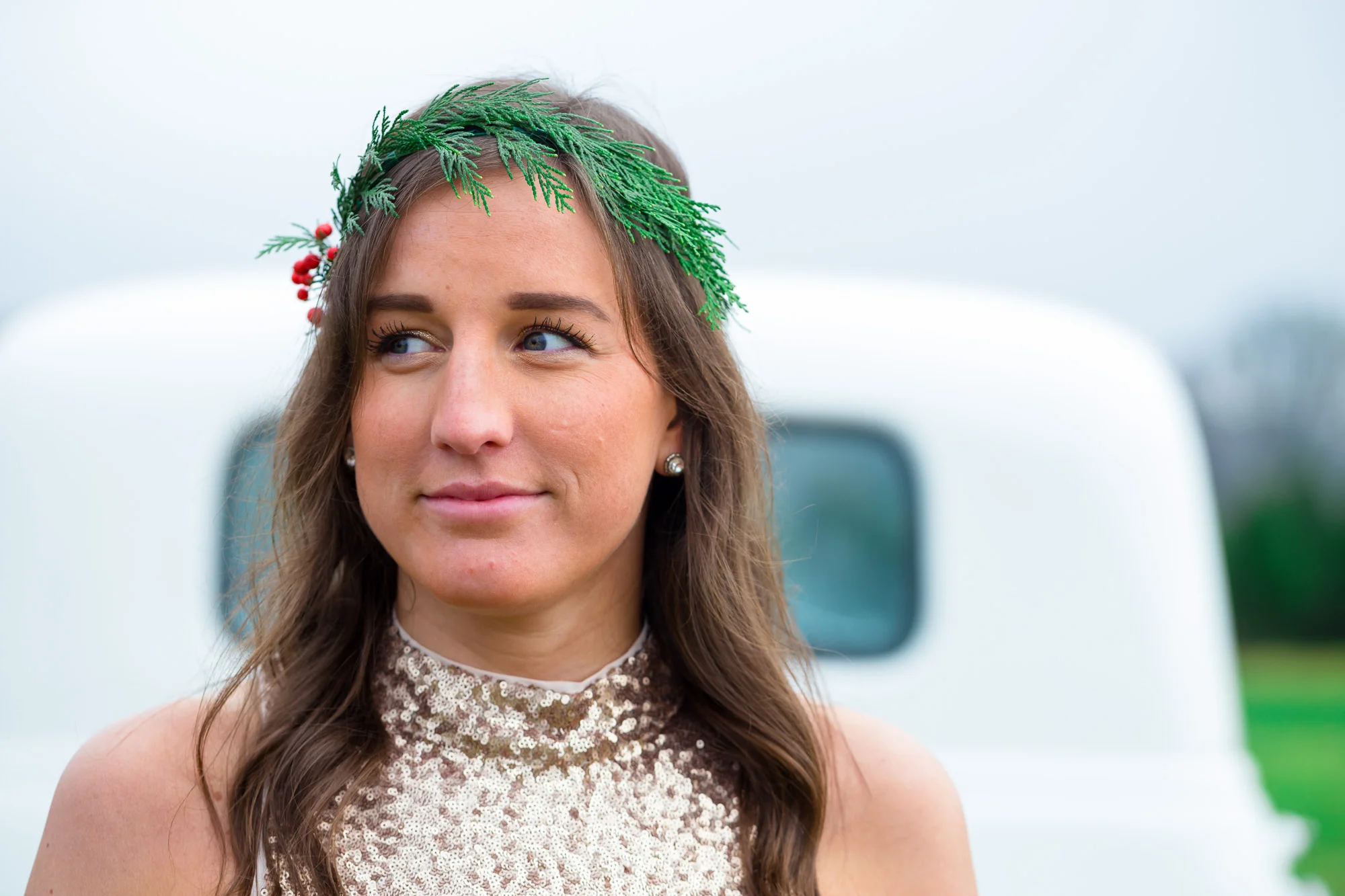 Vintage Chevy Truck Engagement Photos - Christmas Tree Farm Engagement Photos by Joshua Rainey Photography